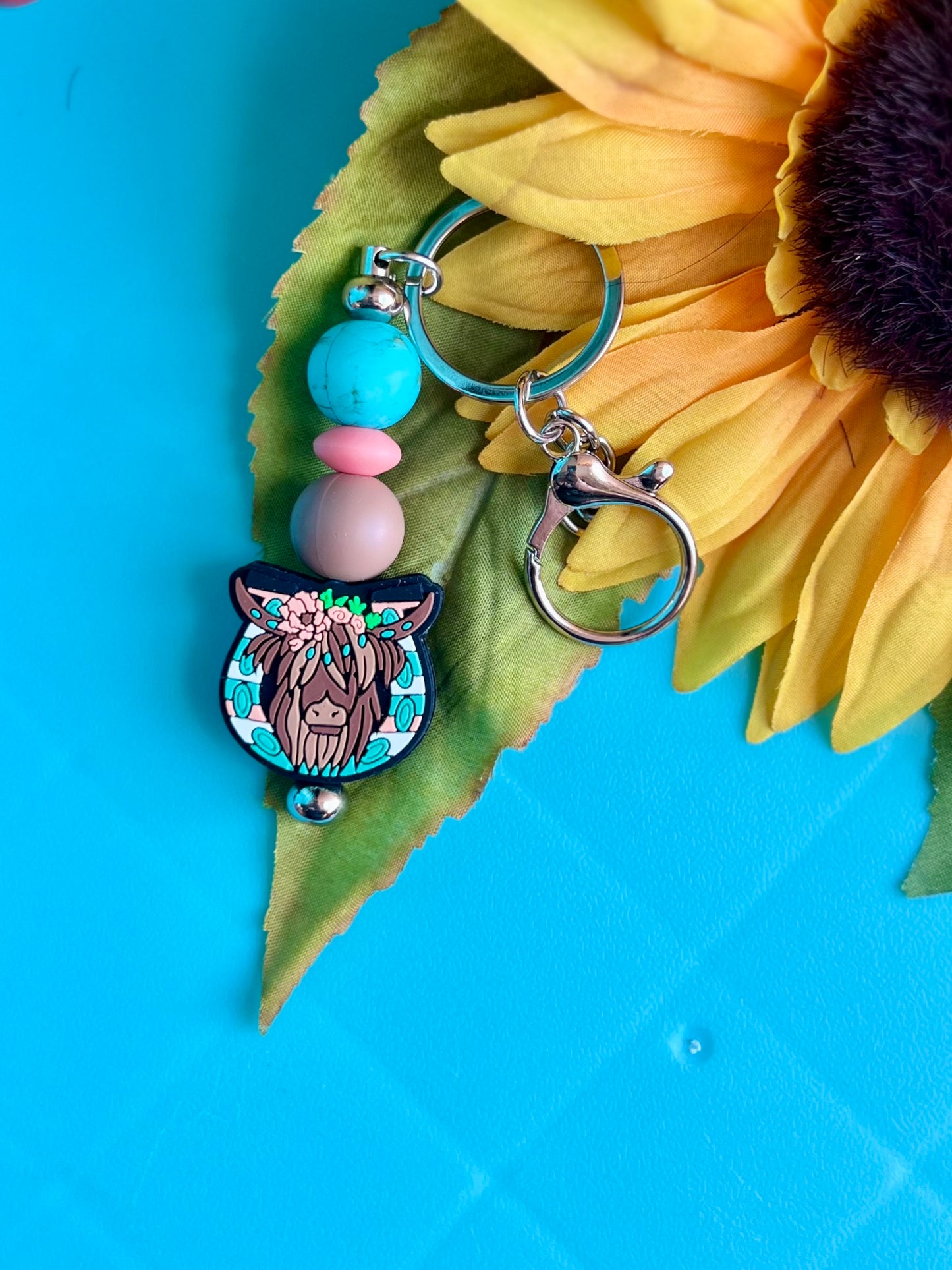 Flower Highland Keychain
