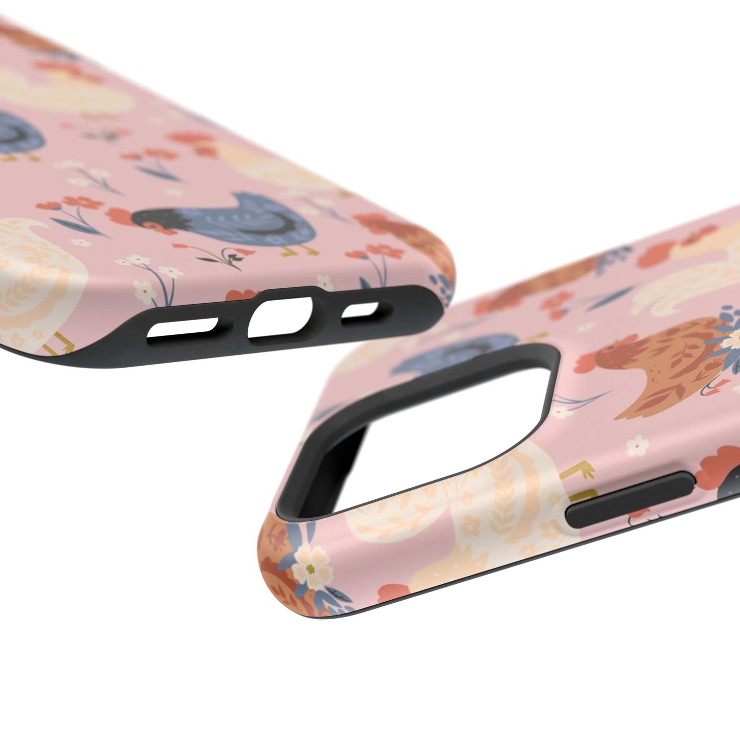 Chicken Pattern Magnetic Impact Phone Case — Cute Pastel Hen Design