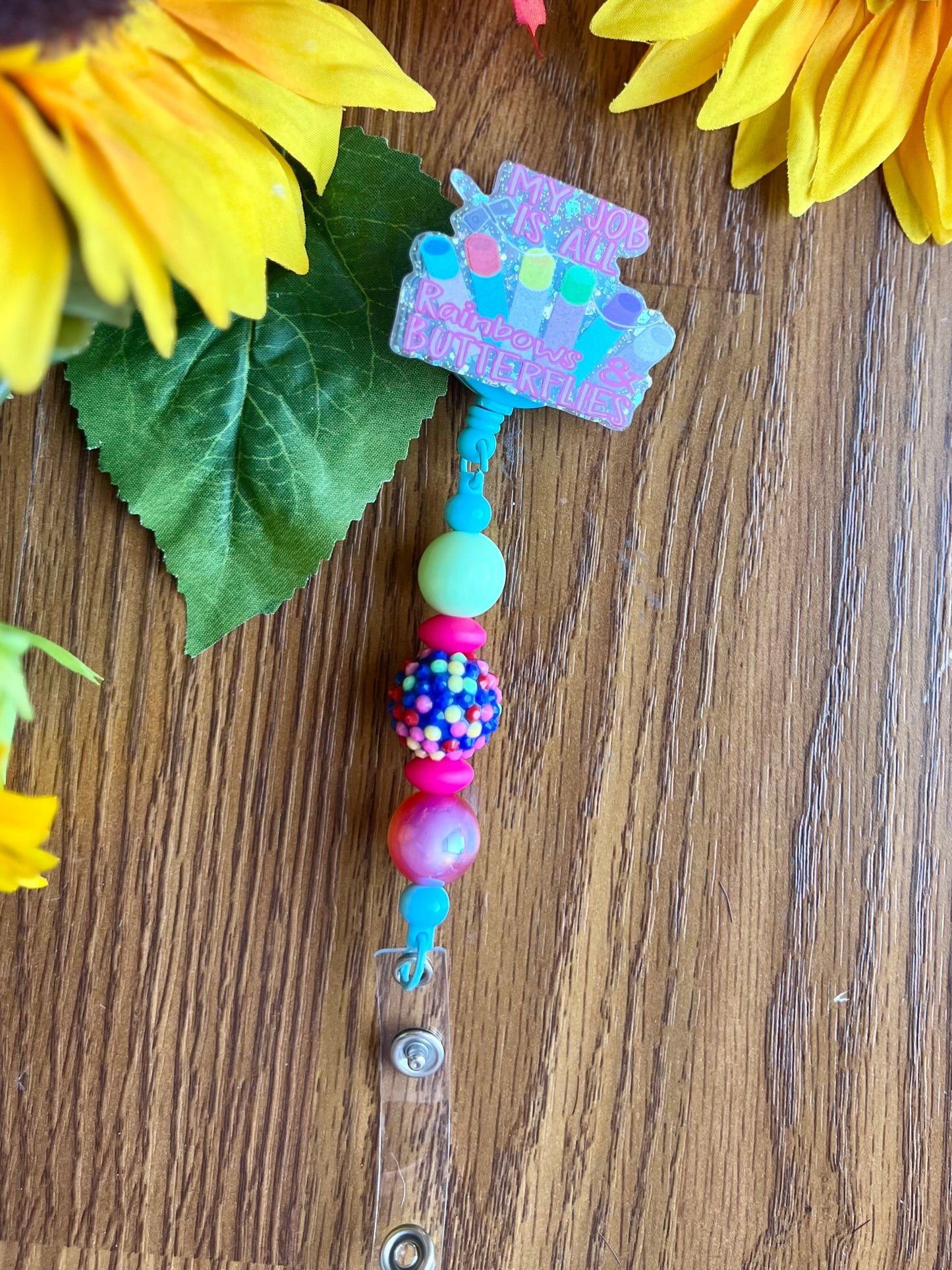 Rainbows and Butterflies Badge Reel