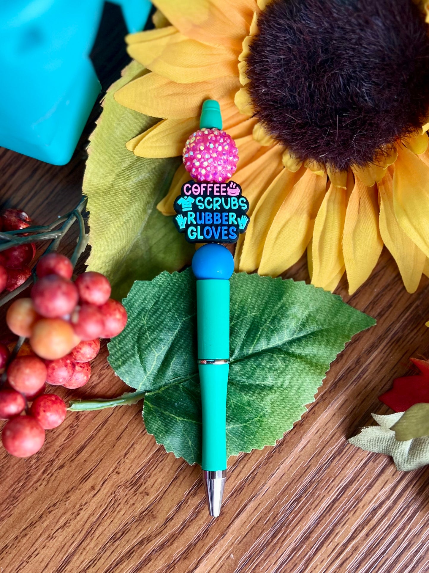 Coffee Scrubs Rubber Gloves Pen