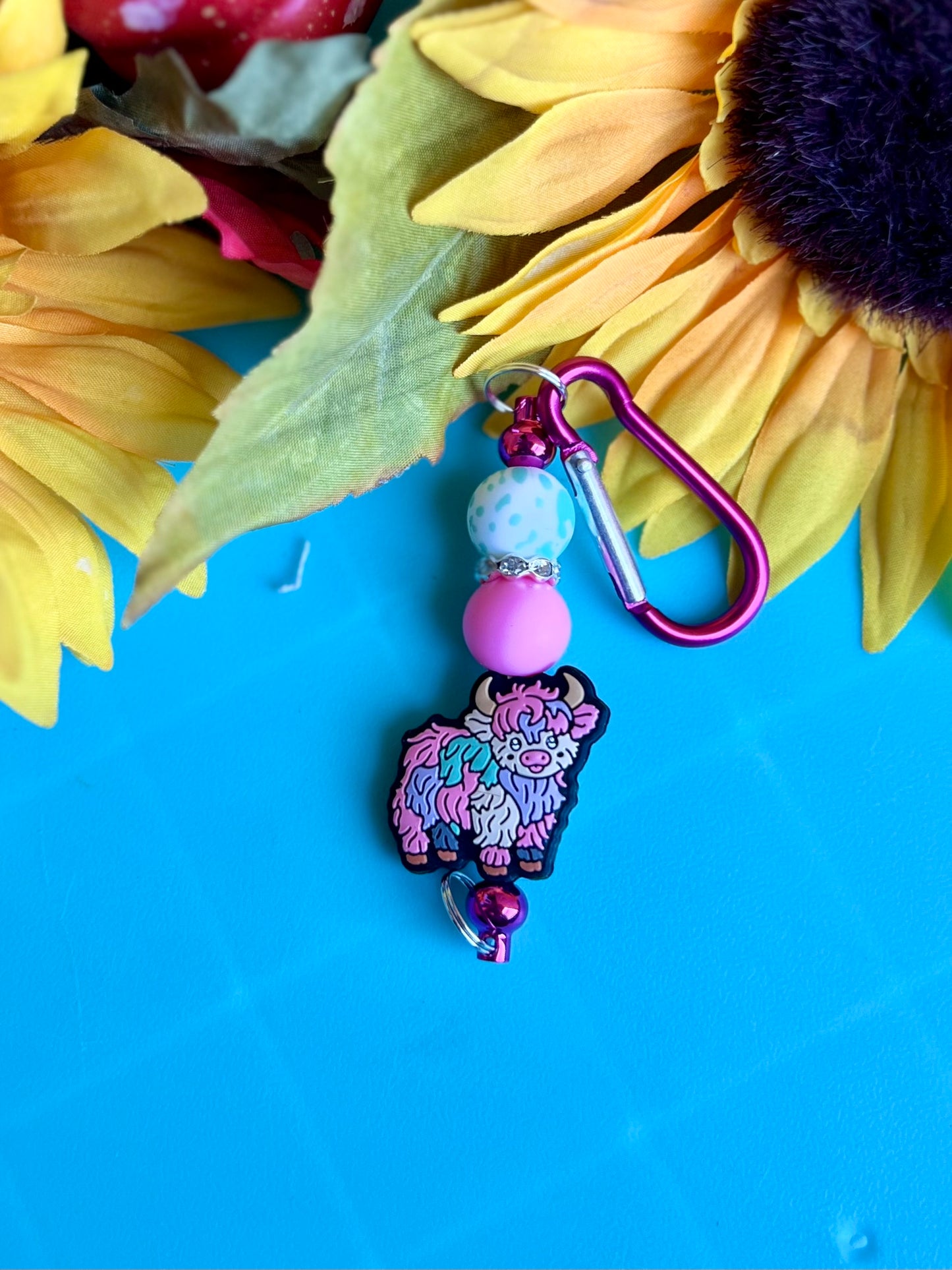 Rainbow Cow Keychain