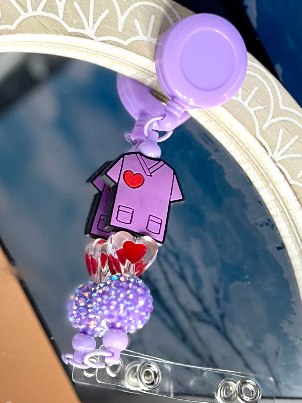 Purple scrub badge reel