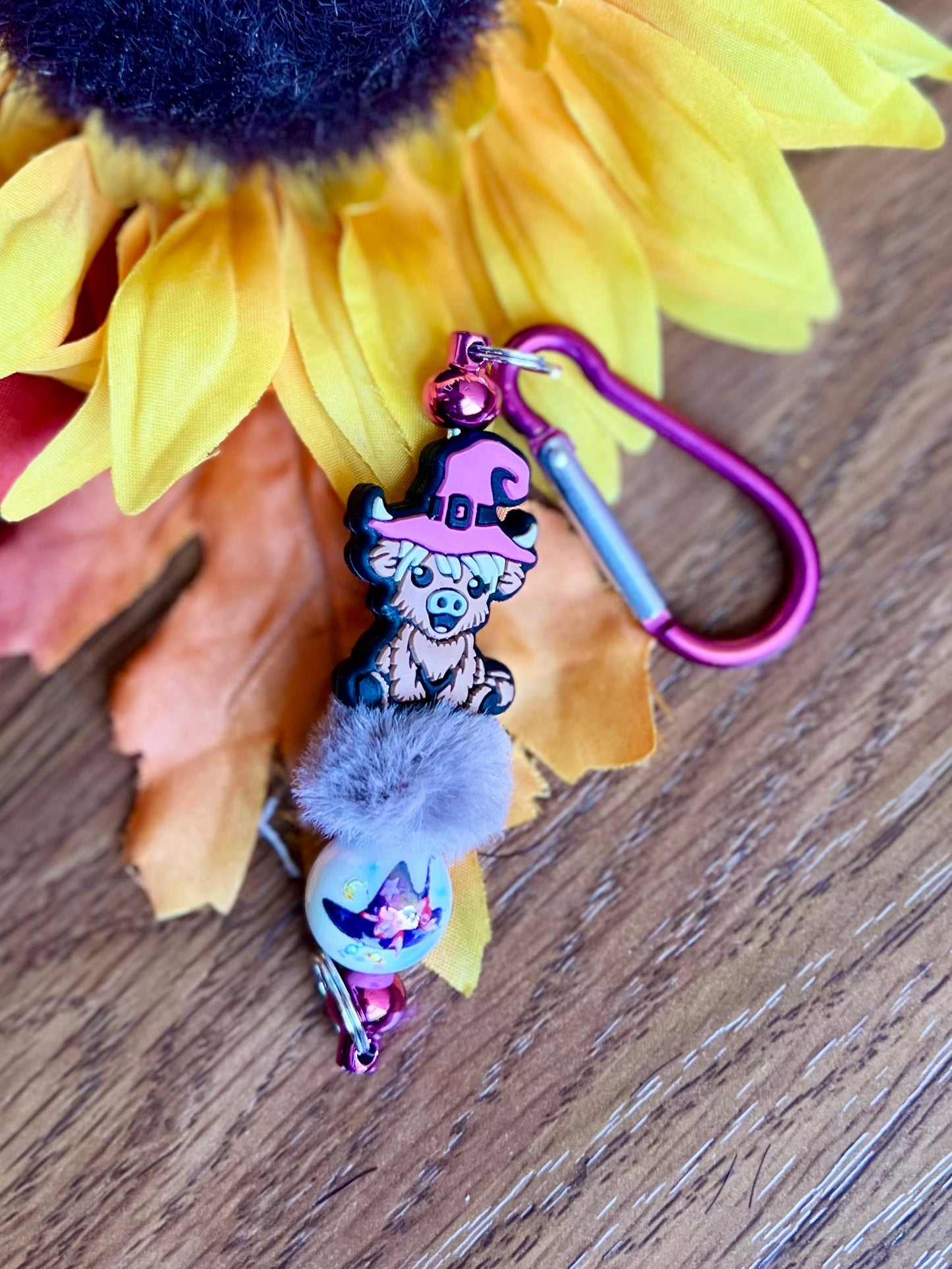Pink Hat Cow Keychain