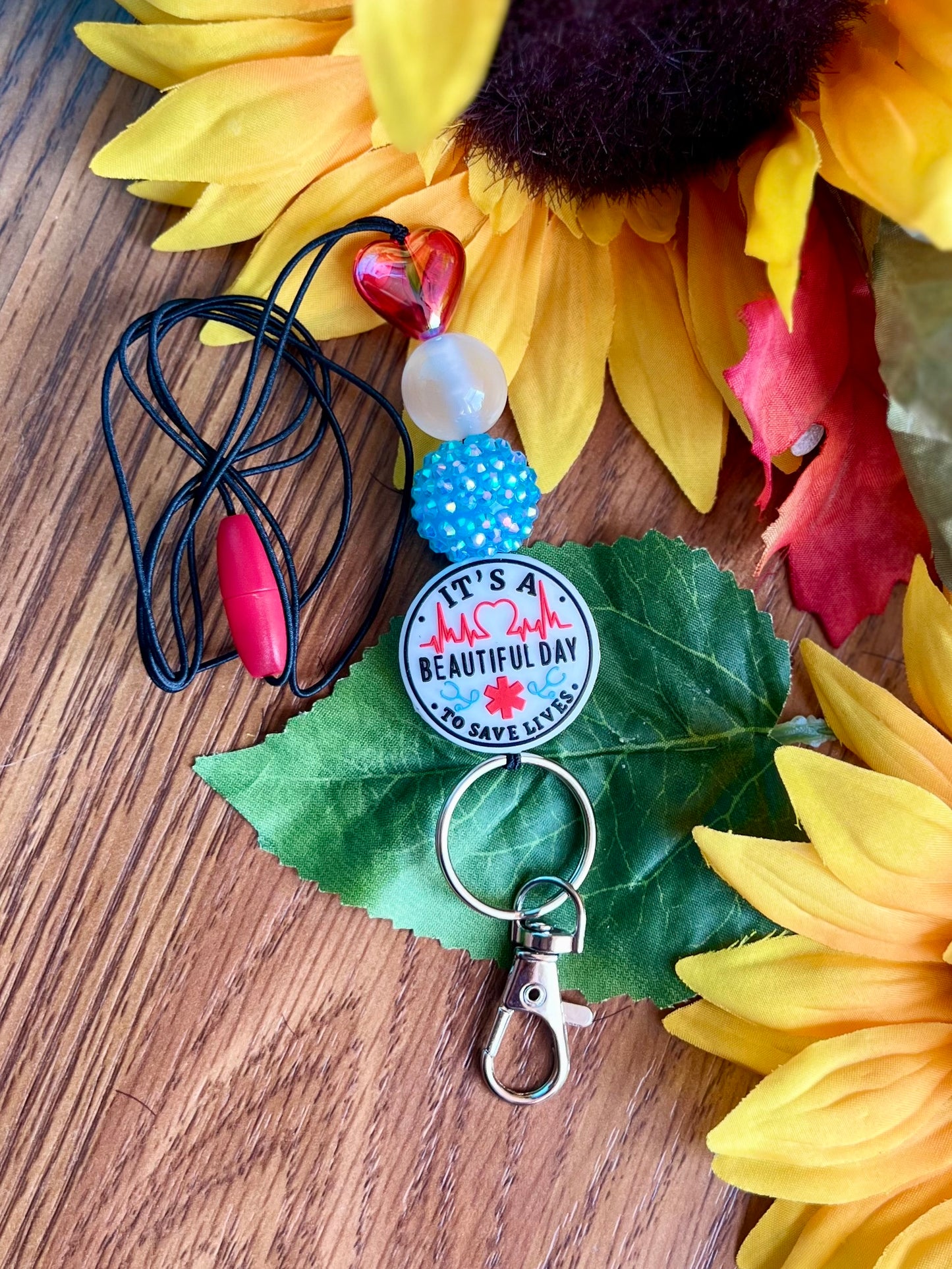 Beautiful Day to Save Lives Lanyard-Elastic
