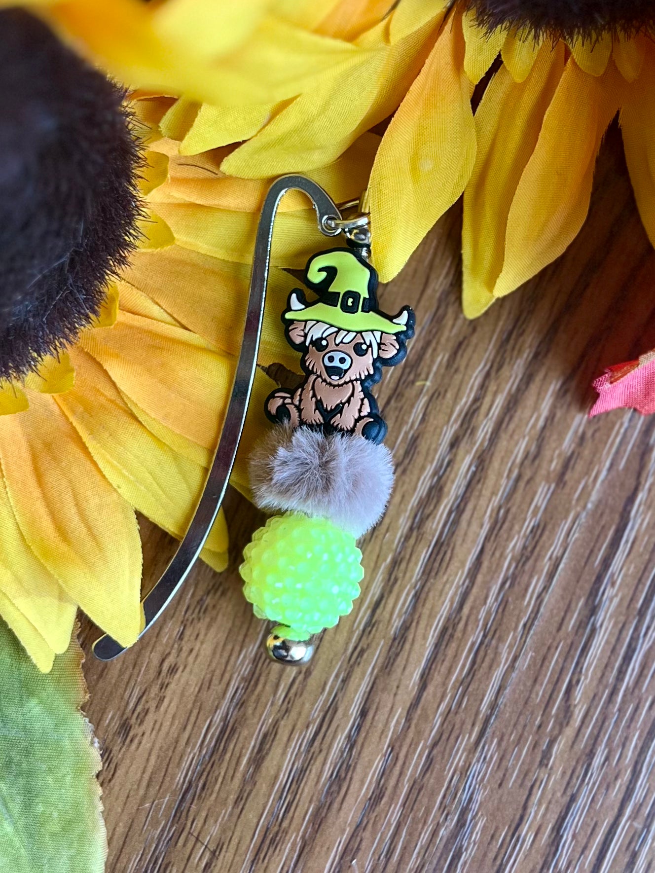 Green Hat Cow Bookmark