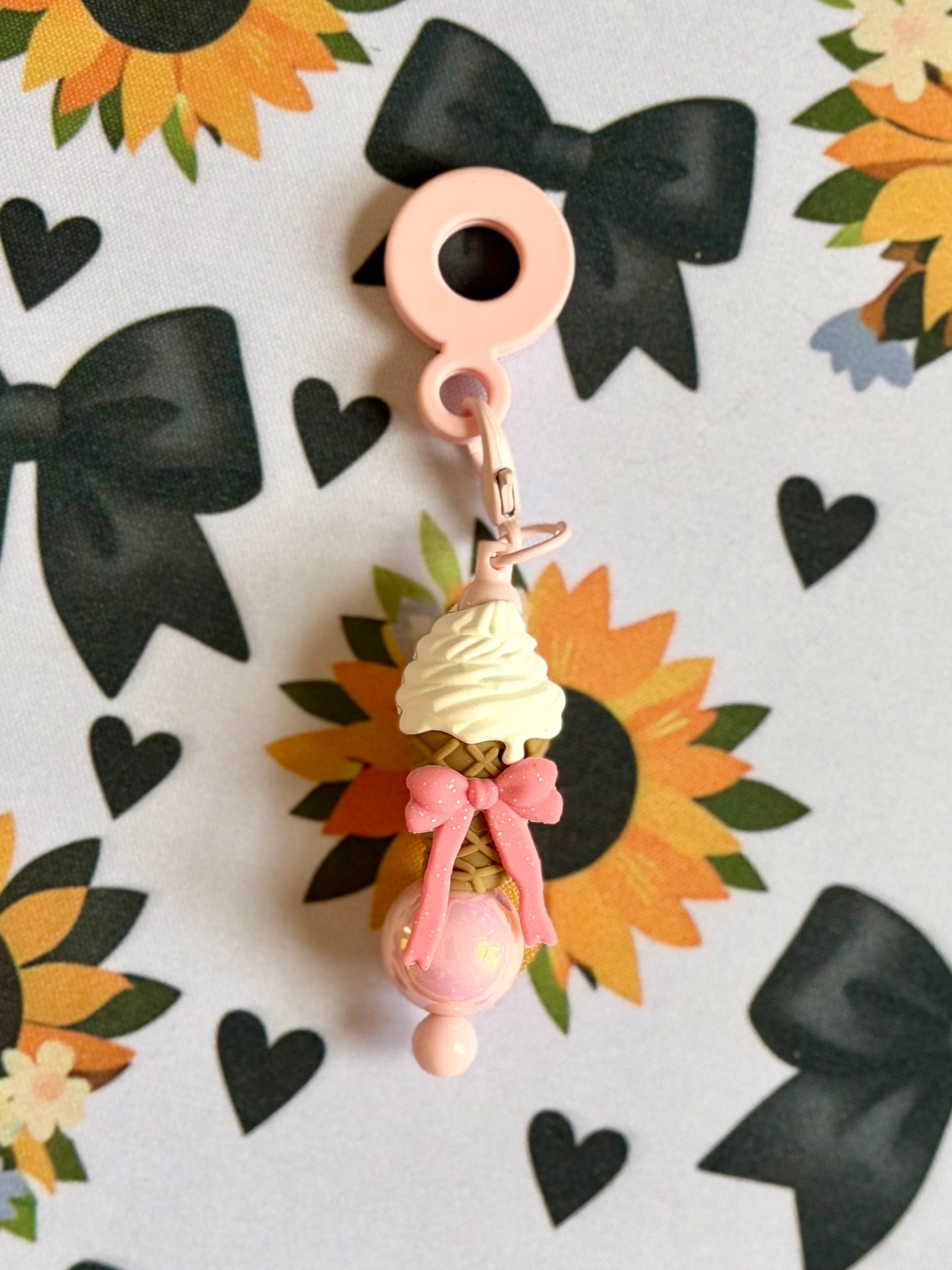 Ice Cream Cone Straw Charm