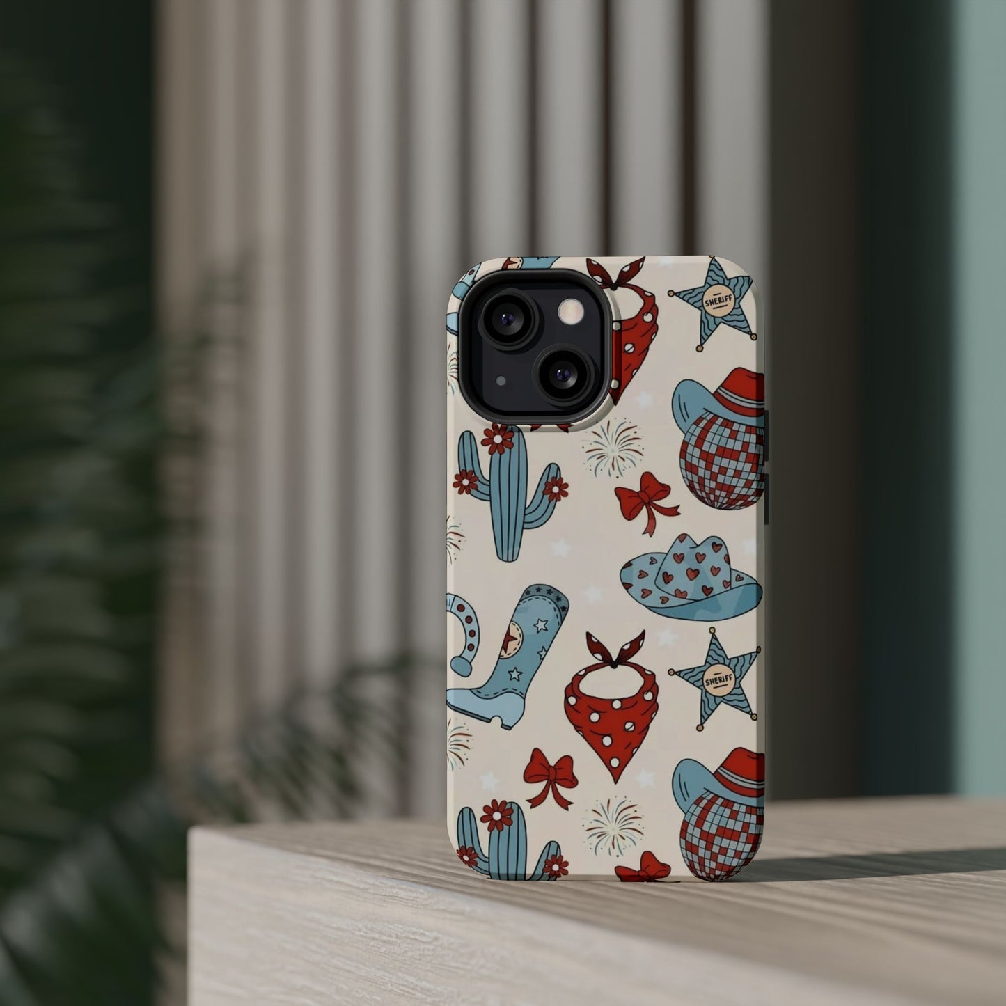 Western Country Pattern Phone Case — Cowboy Boots, Hats & Bandanas Magnetic Impact-Resistant Case