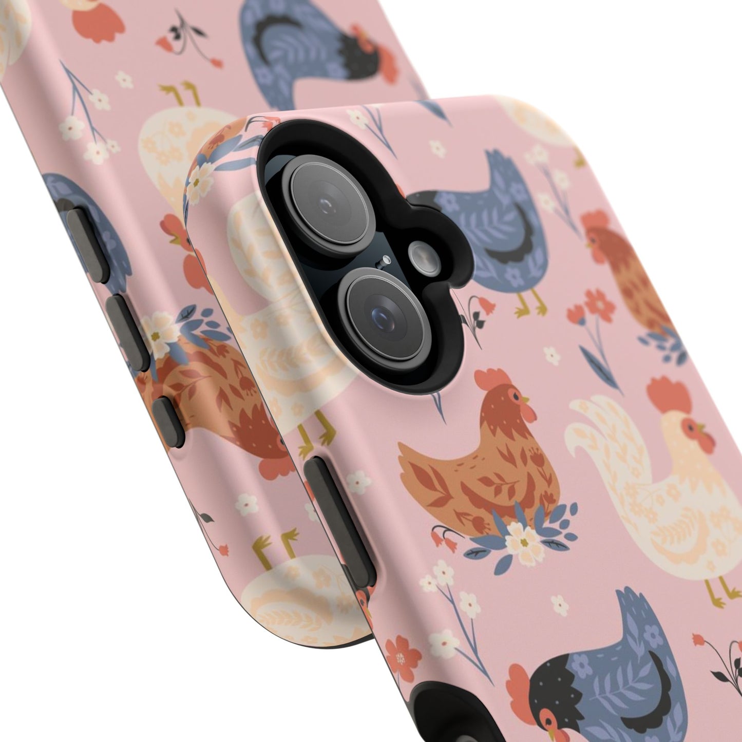 Chicken Pattern Magnetic Impact Phone Case — Cute Pastel Hen Design
