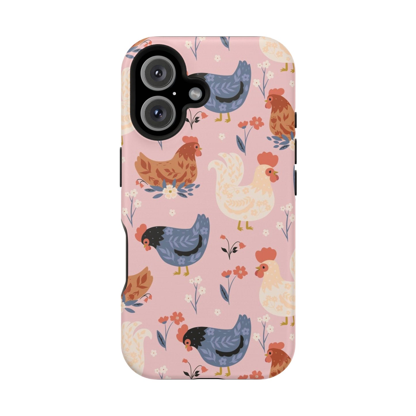 Chicken Pattern Magnetic Impact Phone Case — Cute Pastel Hen Design