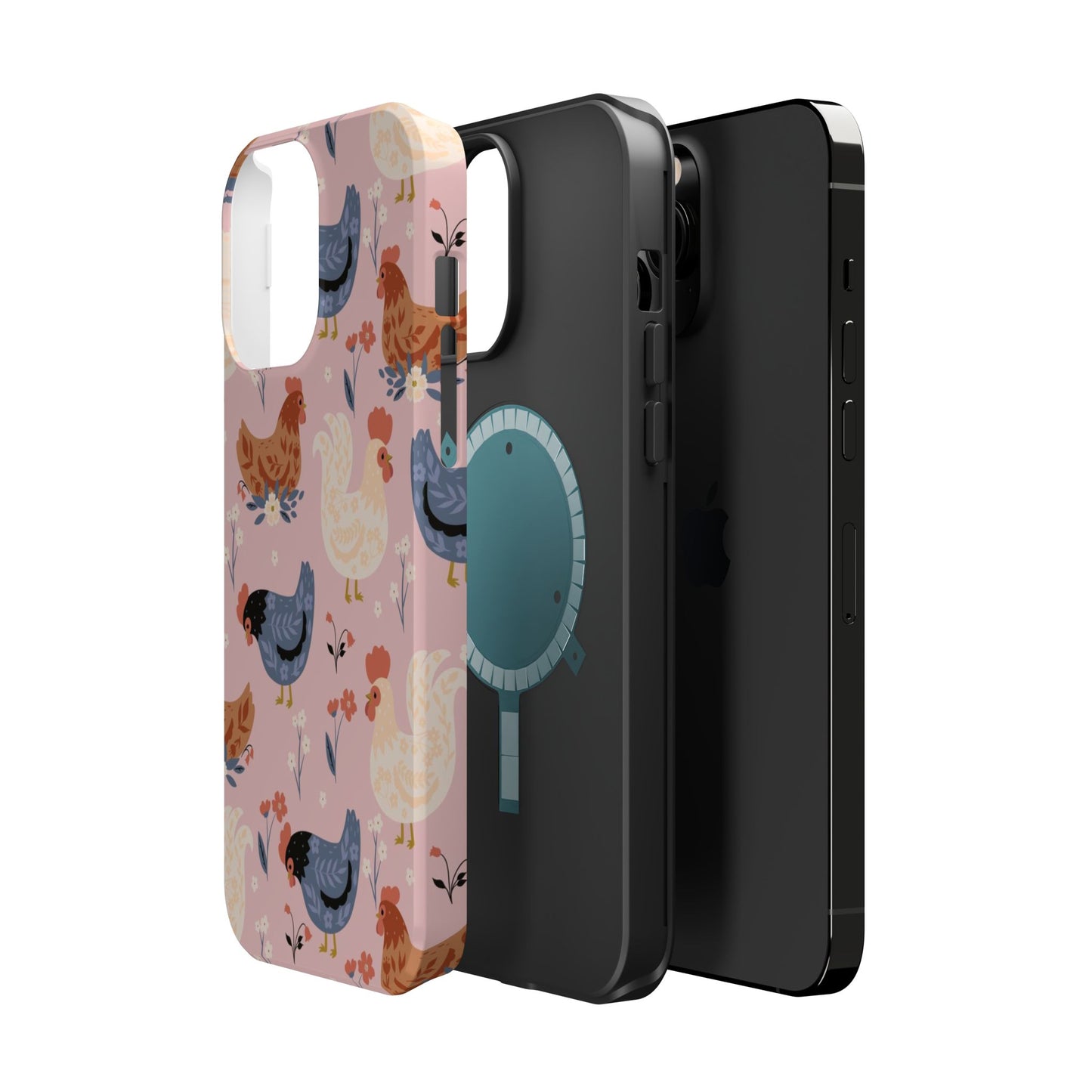 Chicken Pattern Magnetic Impact Phone Case — Cute Pastel Hen Design