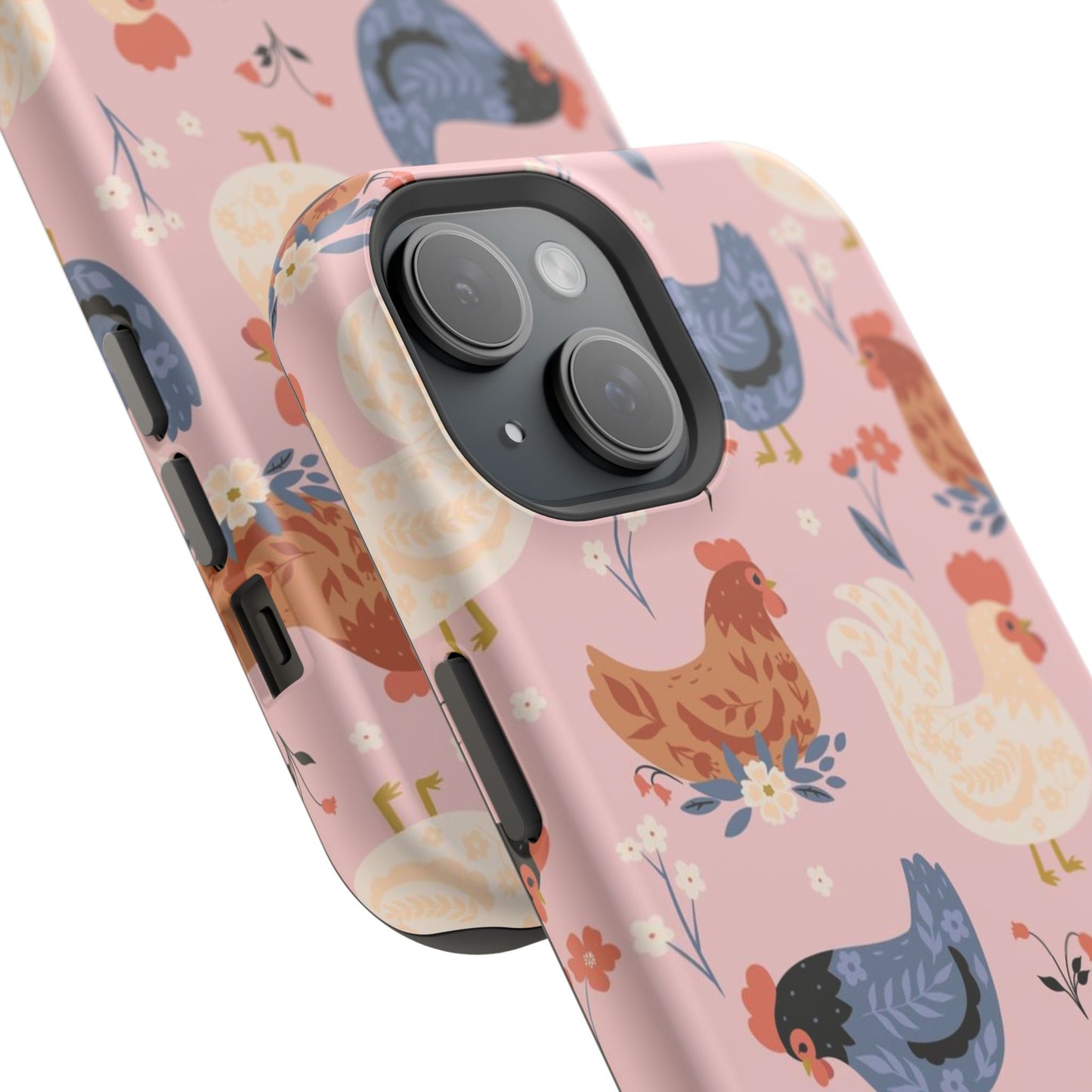 Chicken Pattern Magnetic Impact Phone Case — Cute Pastel Hen Design