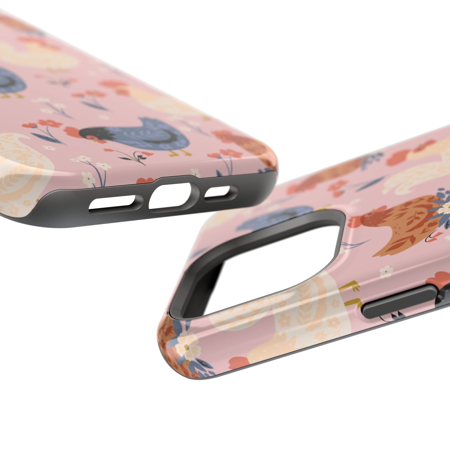 Chicken Pattern Magnetic Impact Phone Case — Cute Pastel Hen Design