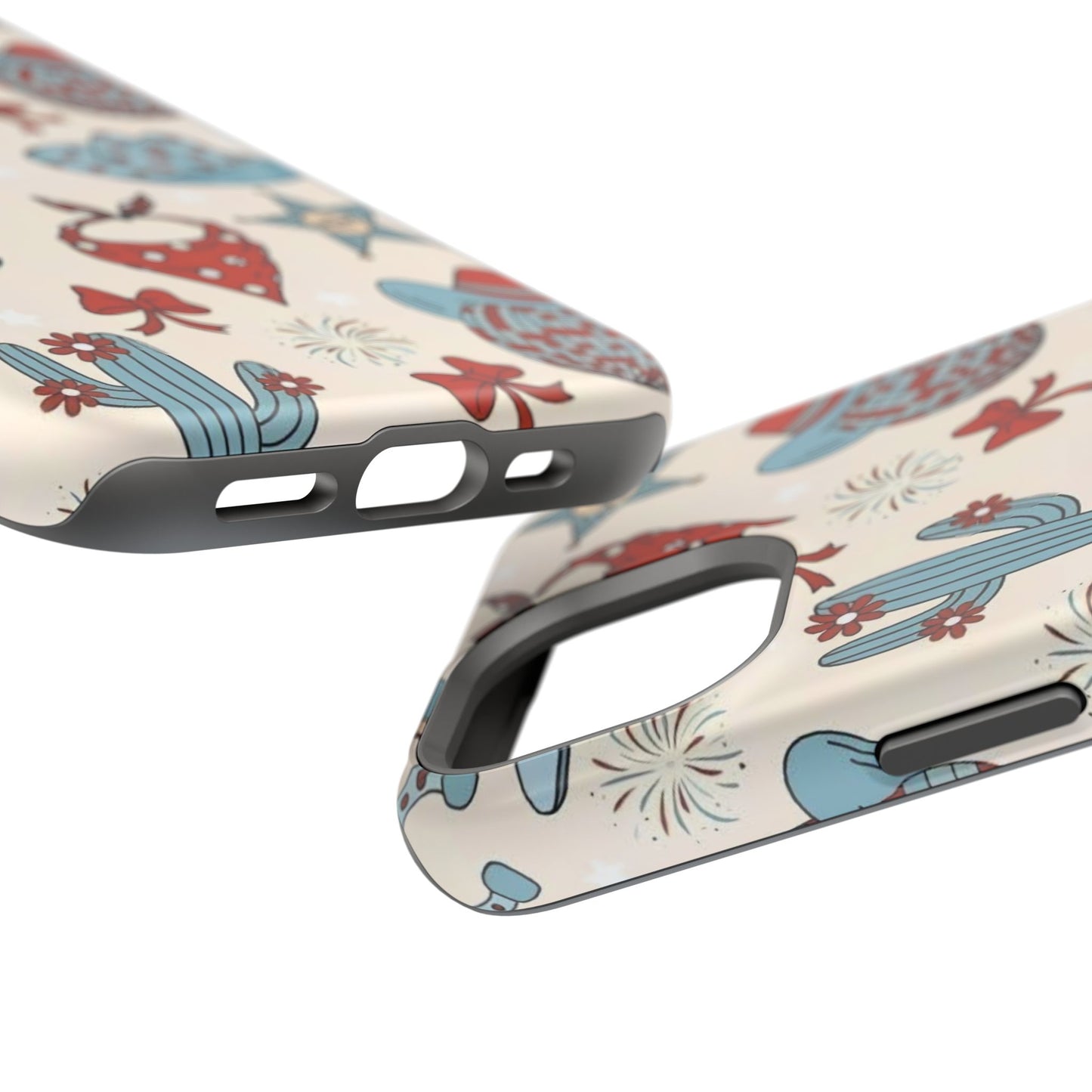 Western Country Pattern Phone Case — Cowboy Boots, Hats & Bandanas Magnetic Impact-Resistant Case