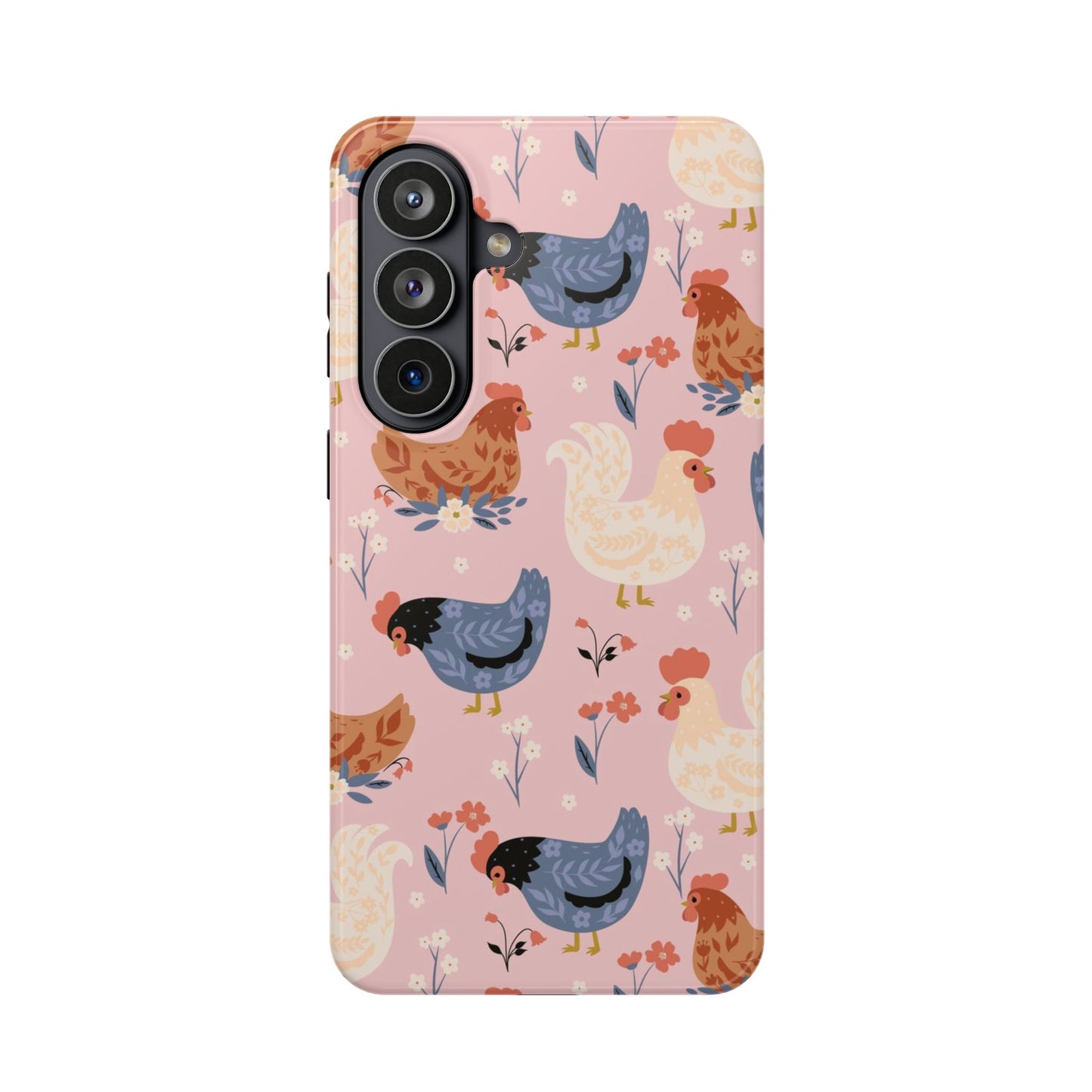 Chicken Pattern Magnetic Impact Phone Case — Cute Pastel Hen Design