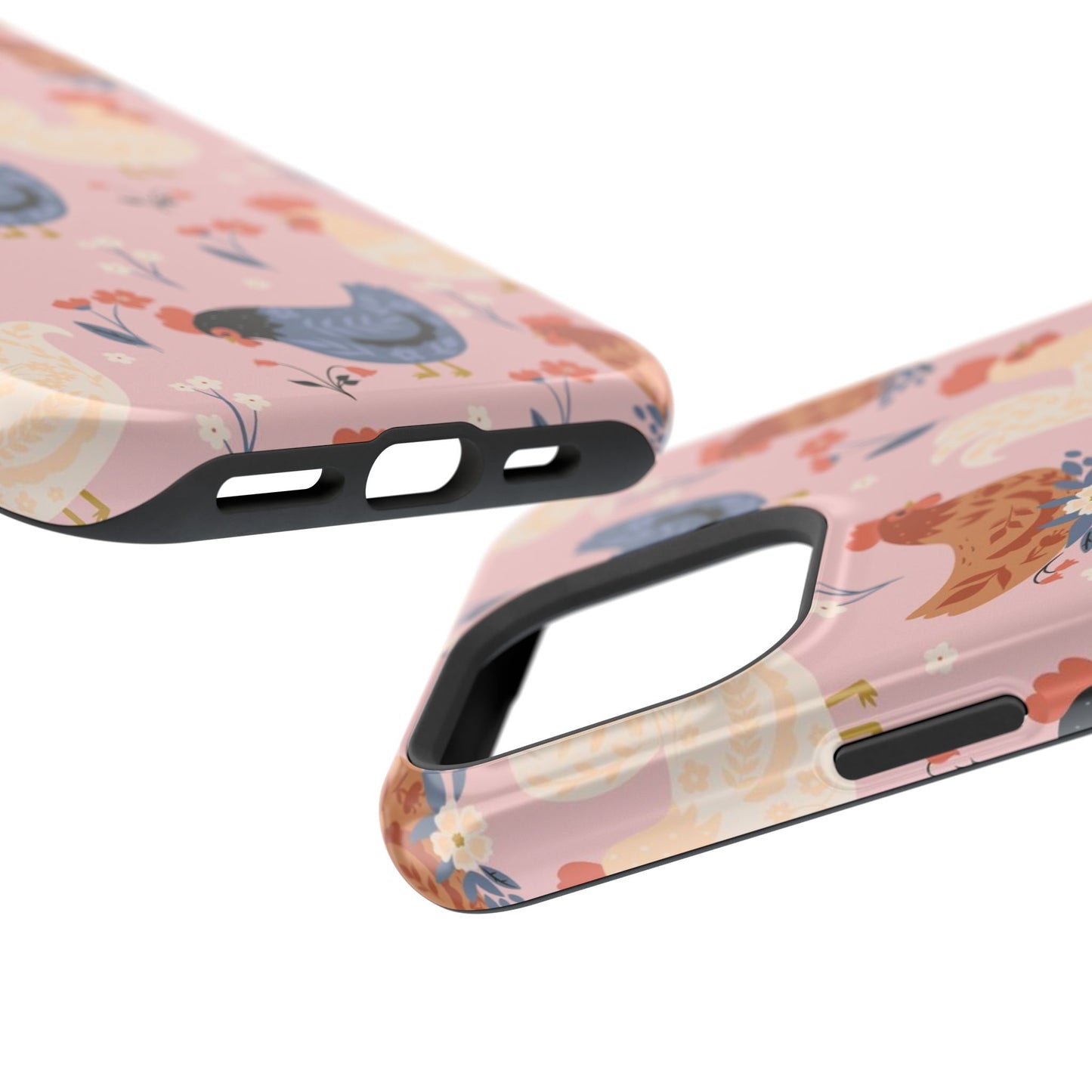 Chicken Pattern Magnetic Impact Phone Case — Cute Pastel Hen Design