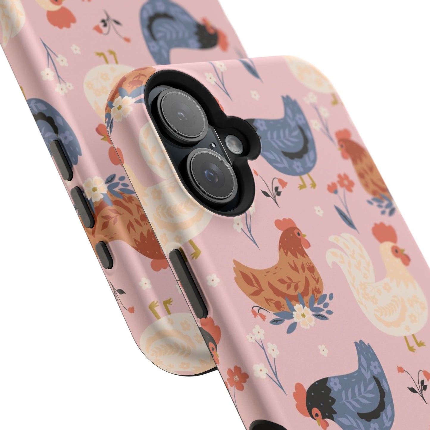 Chicken Pattern Magnetic Impact Phone Case — Cute Pastel Hen Design