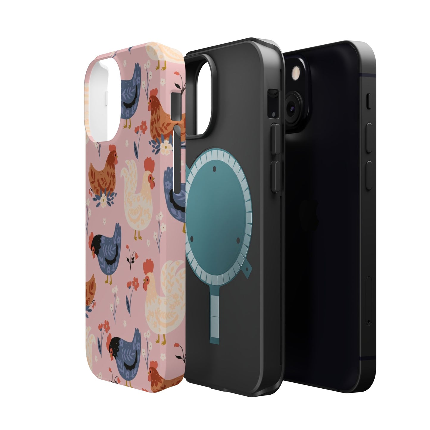 Chicken Pattern Magnetic Impact Phone Case — Cute Pastel Hen Design