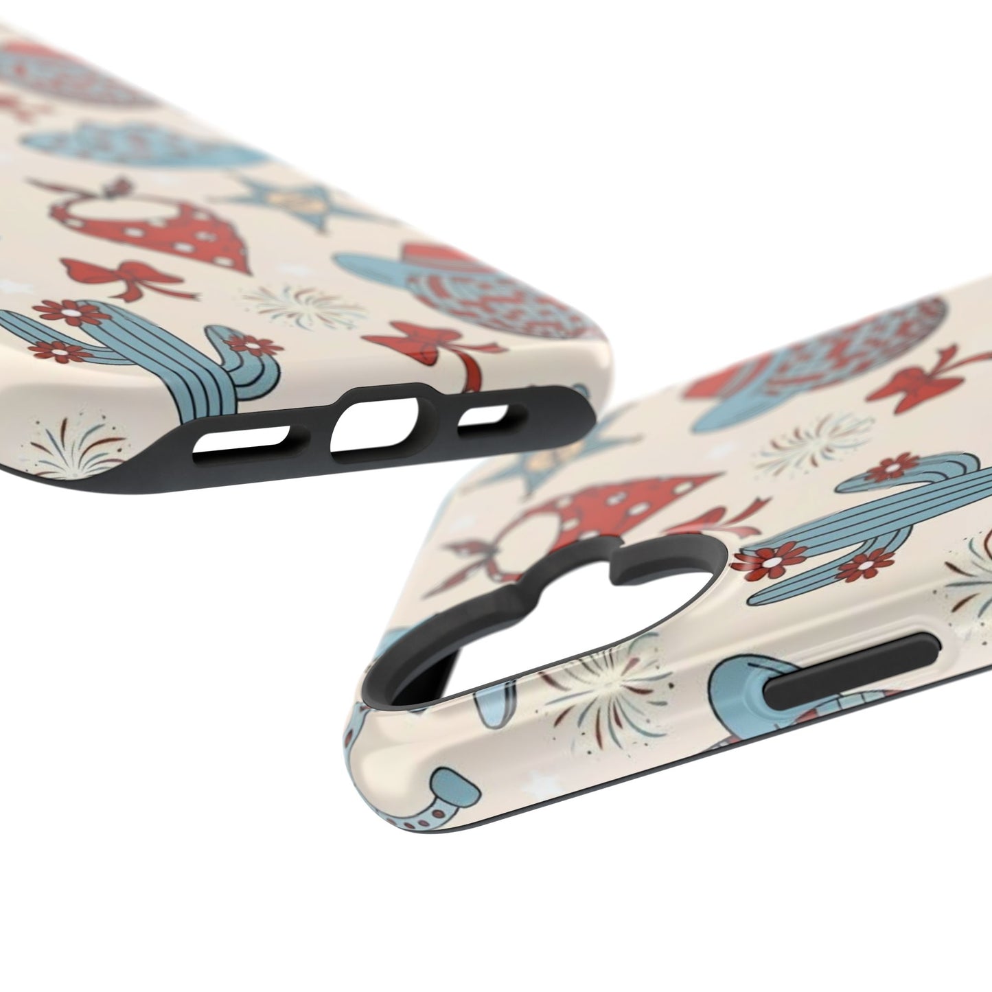 Western Country Pattern Phone Case — Cowboy Boots, Hats & Bandanas Magnetic Impact-Resistant Case