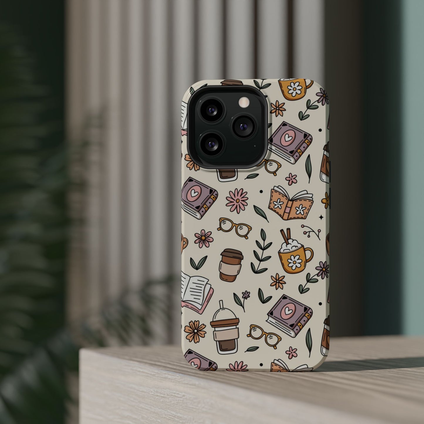 Cozy Reading Floral Phone Case — Magnetic Impact-Resistant