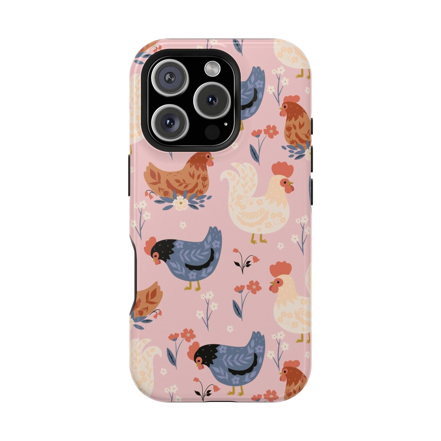 Chicken Pattern Magnetic Impact Phone Case — Cute Pastel Hen Design