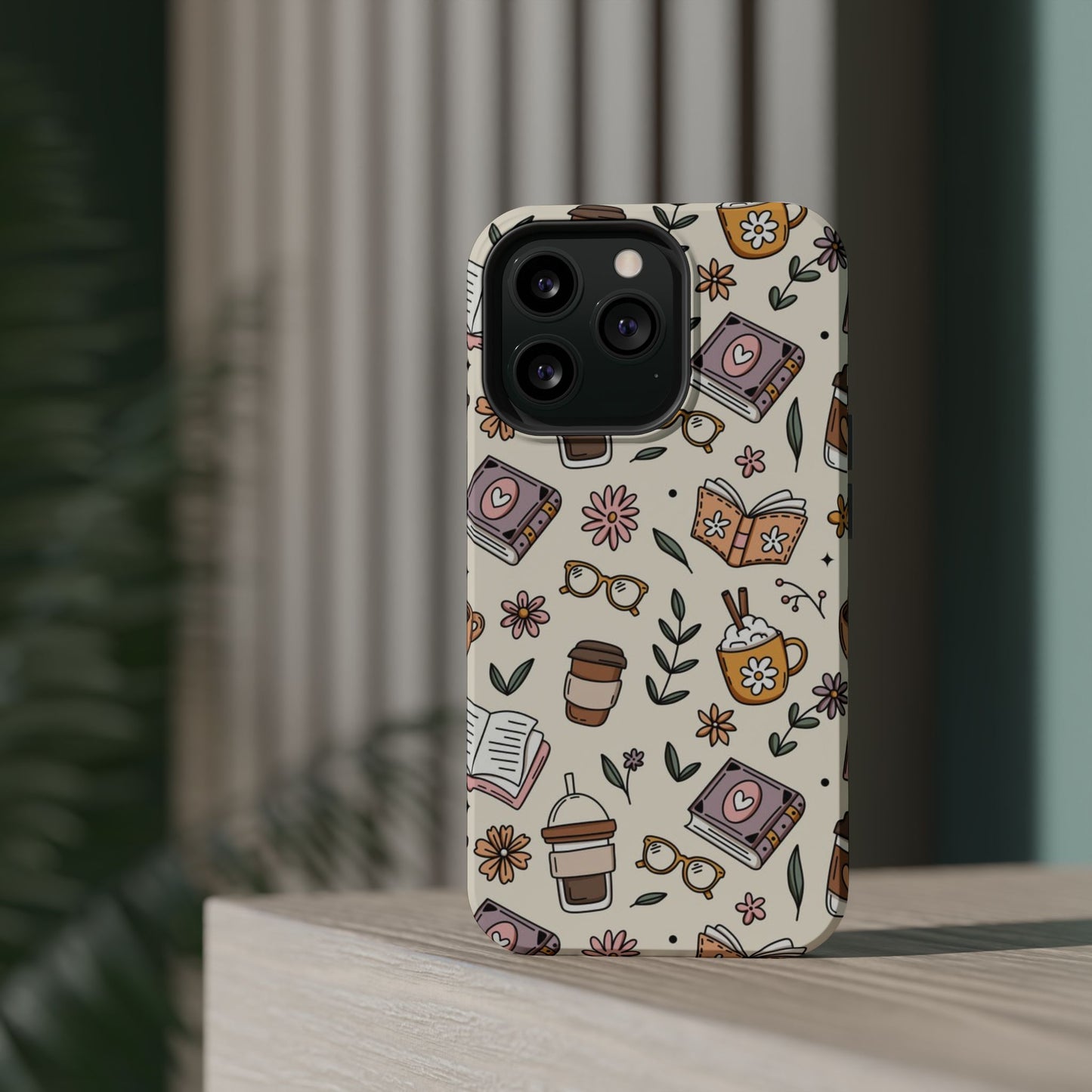 Cozy Reading Floral Phone Case — Magnetic Impact-Resistant