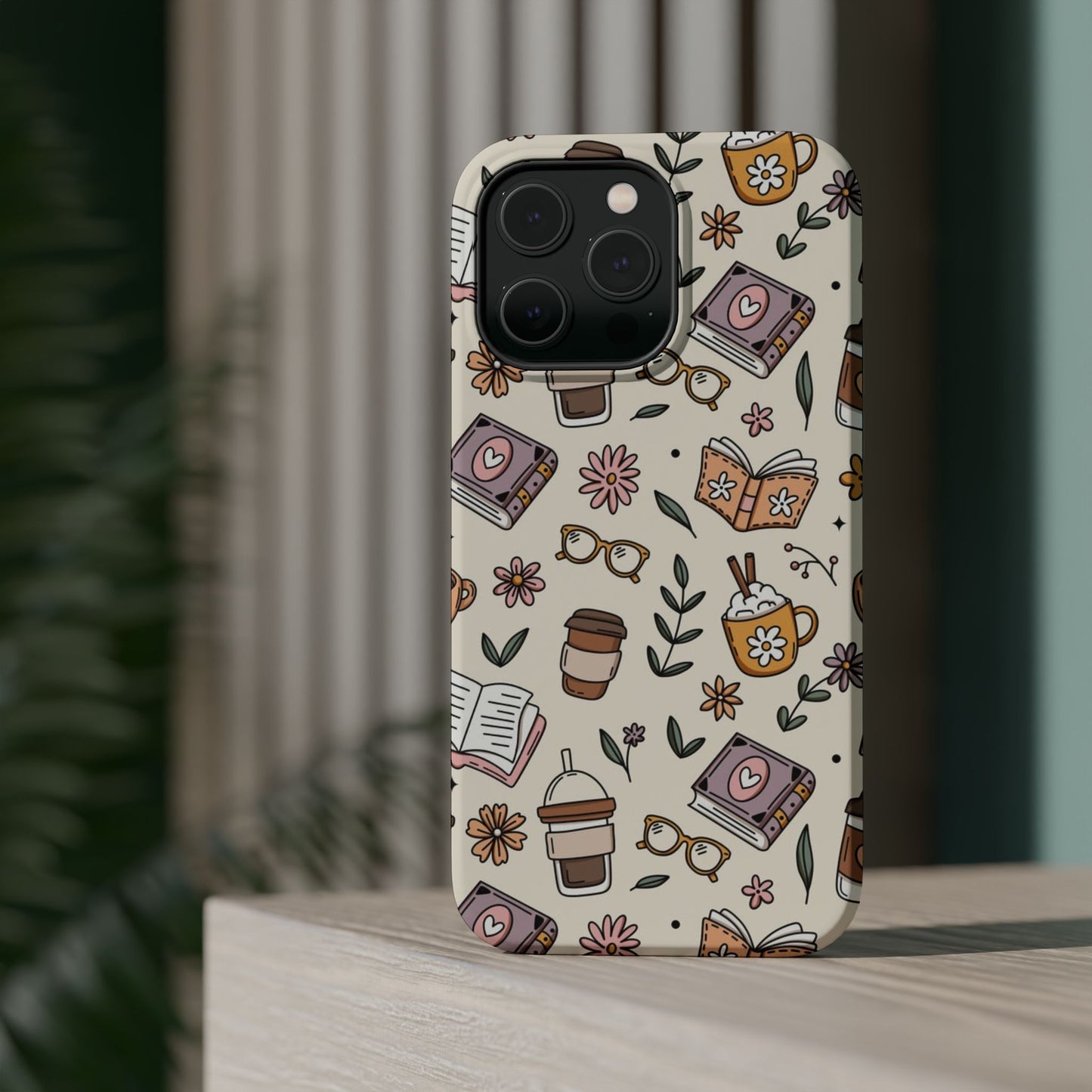 Cozy Reading Floral Phone Case — Magnetic Impact-Resistant