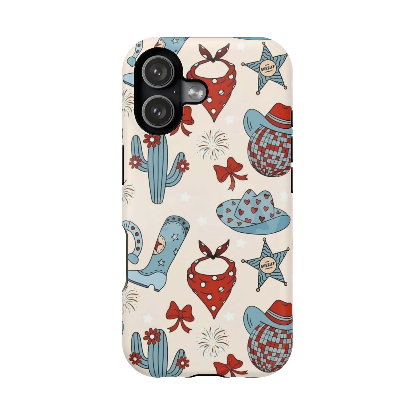 Western Country Pattern Phone Case — Cowboy Boots, Hats & Bandanas Magnetic Impact-Resistant Case