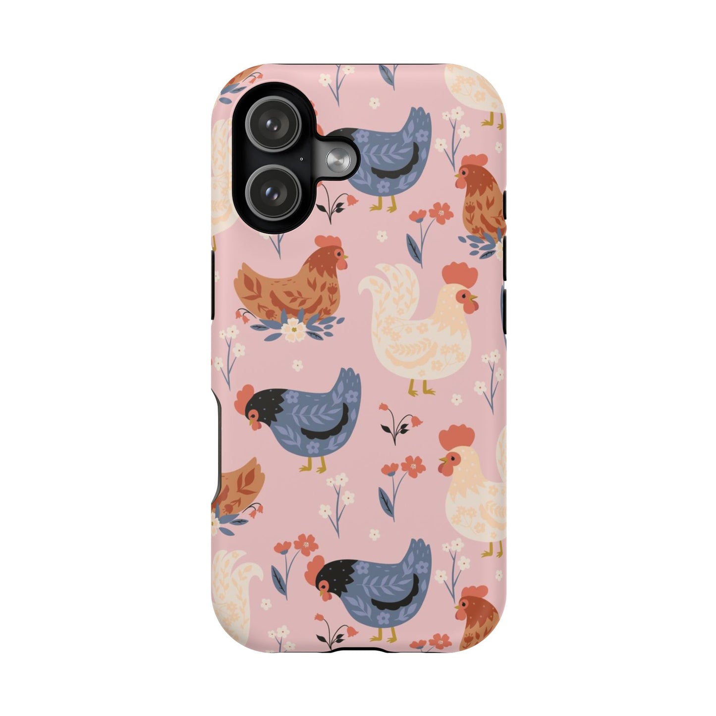 Chicken Pattern Magnetic Impact Phone Case — Cute Pastel Hen Design
