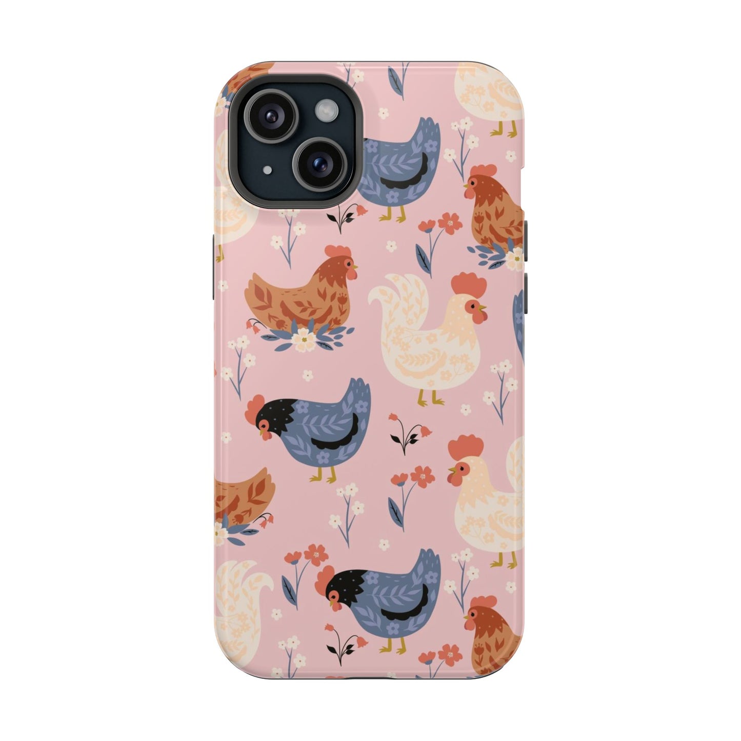 Chicken Pattern Magnetic Impact Phone Case — Cute Pastel Hen Design