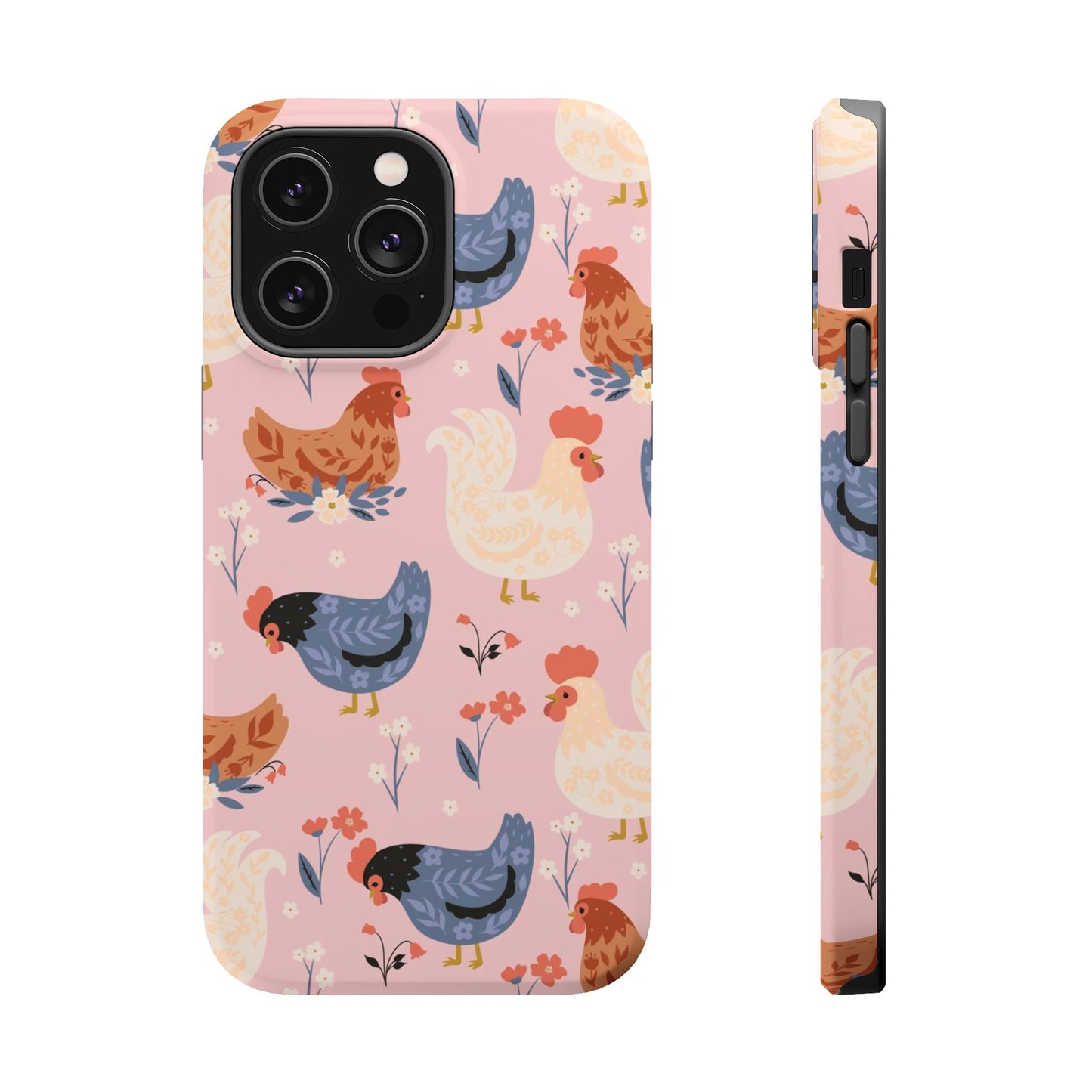 Chicken Pattern Magnetic Impact Phone Case — Cute Pastel Hen Design