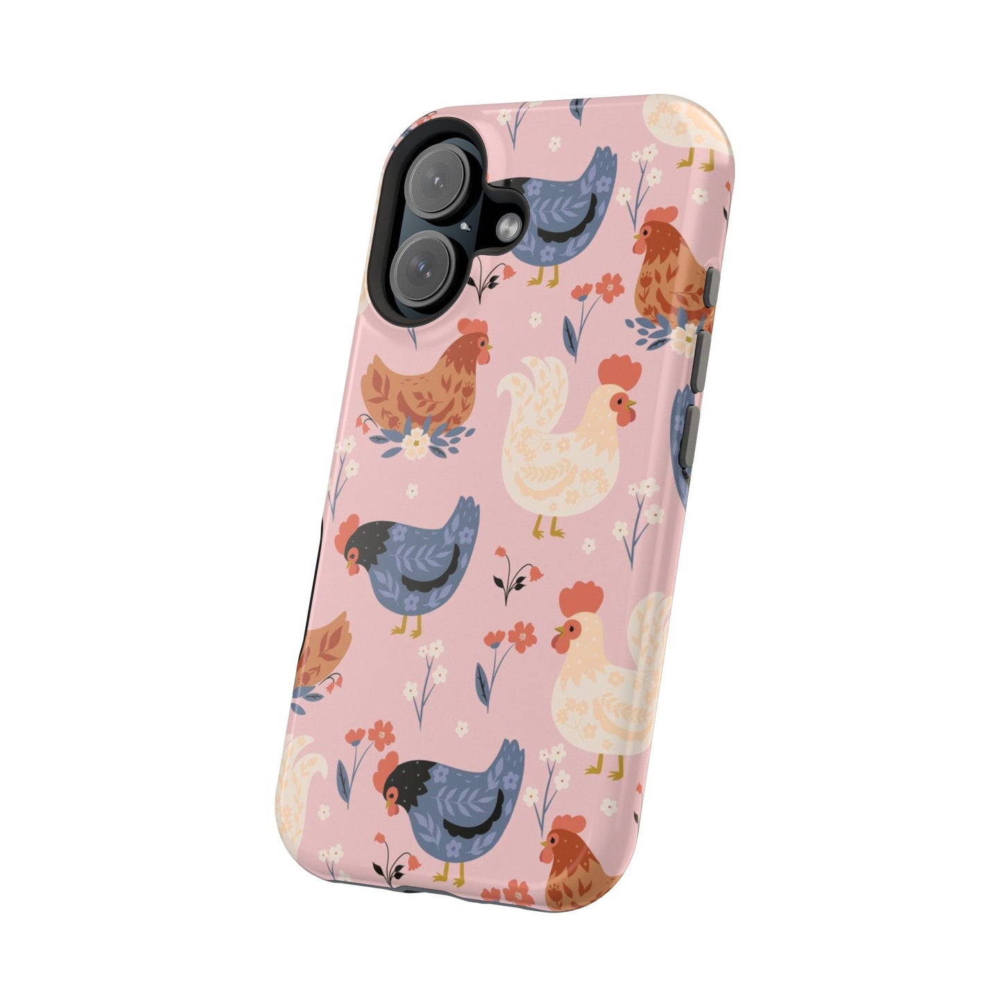 Chicken Pattern Magnetic Impact Phone Case — Cute Pastel Hen Design
