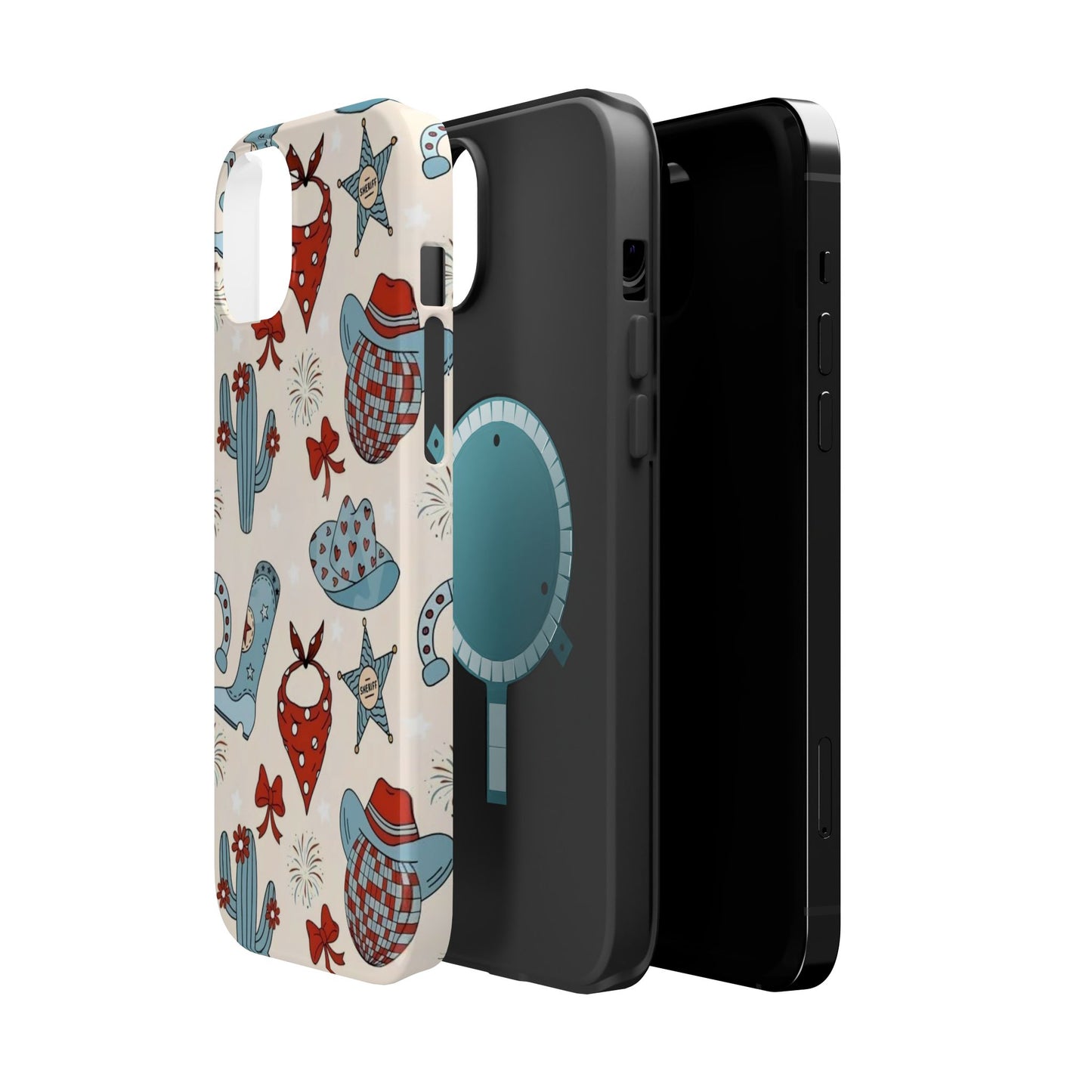 Western Country Pattern Phone Case — Cowboy Boots, Hats & Bandanas Magnetic Impact-Resistant Case