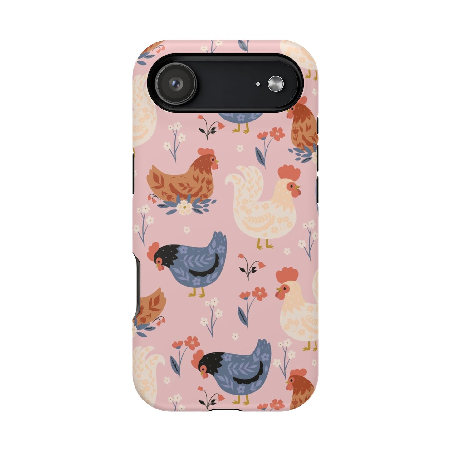 Chicken Pattern Magnetic Impact Phone Case — Cute Pastel Hen Design