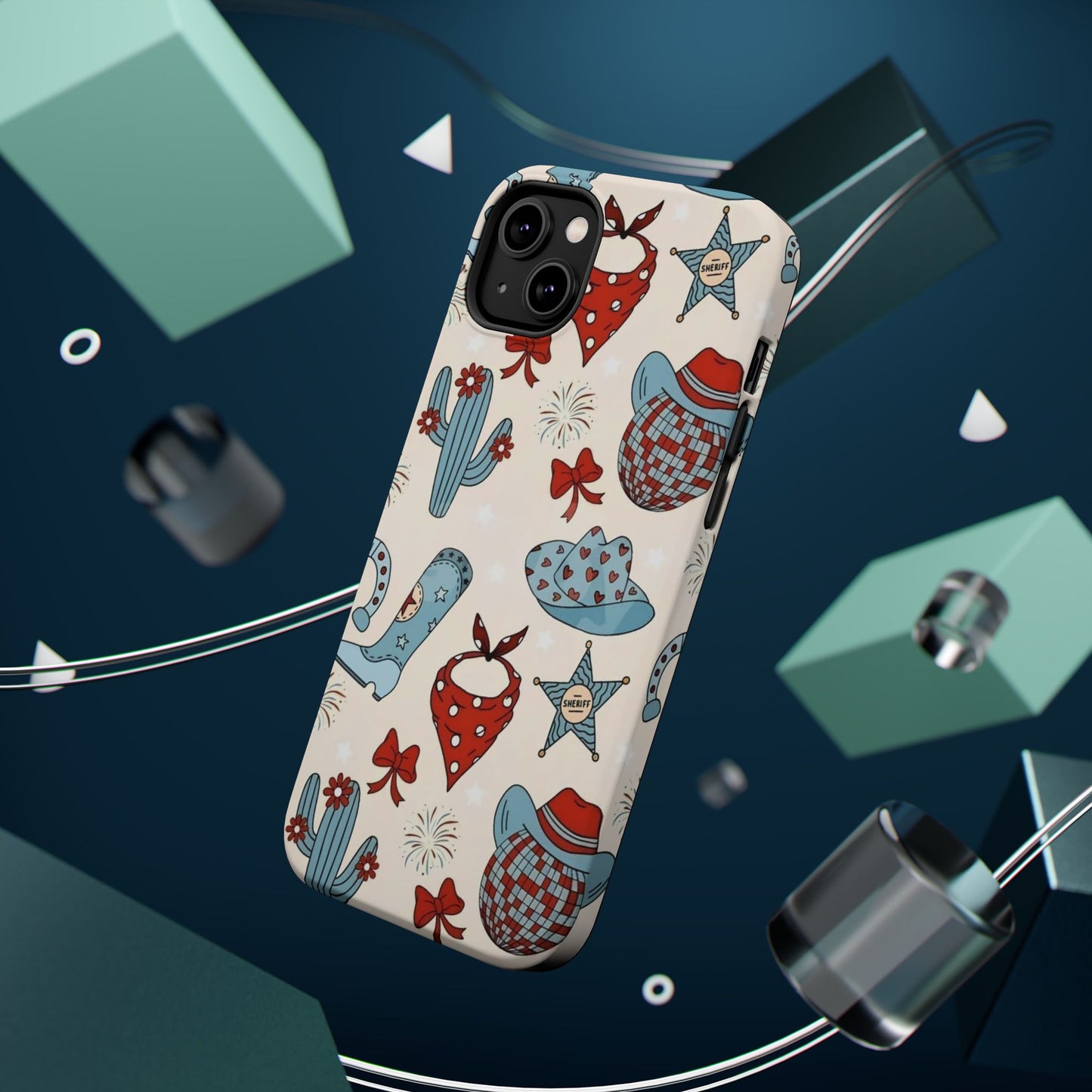Western Country Pattern Phone Case — Cowboy Boots, Hats & Bandanas Magnetic Impact-Resistant Case