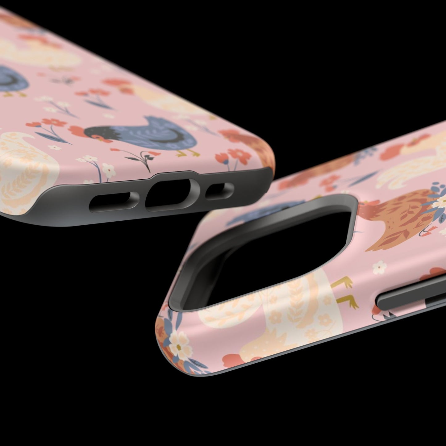 Chicken Pattern Magnetic Impact Phone Case — Cute Pastel Hen Design