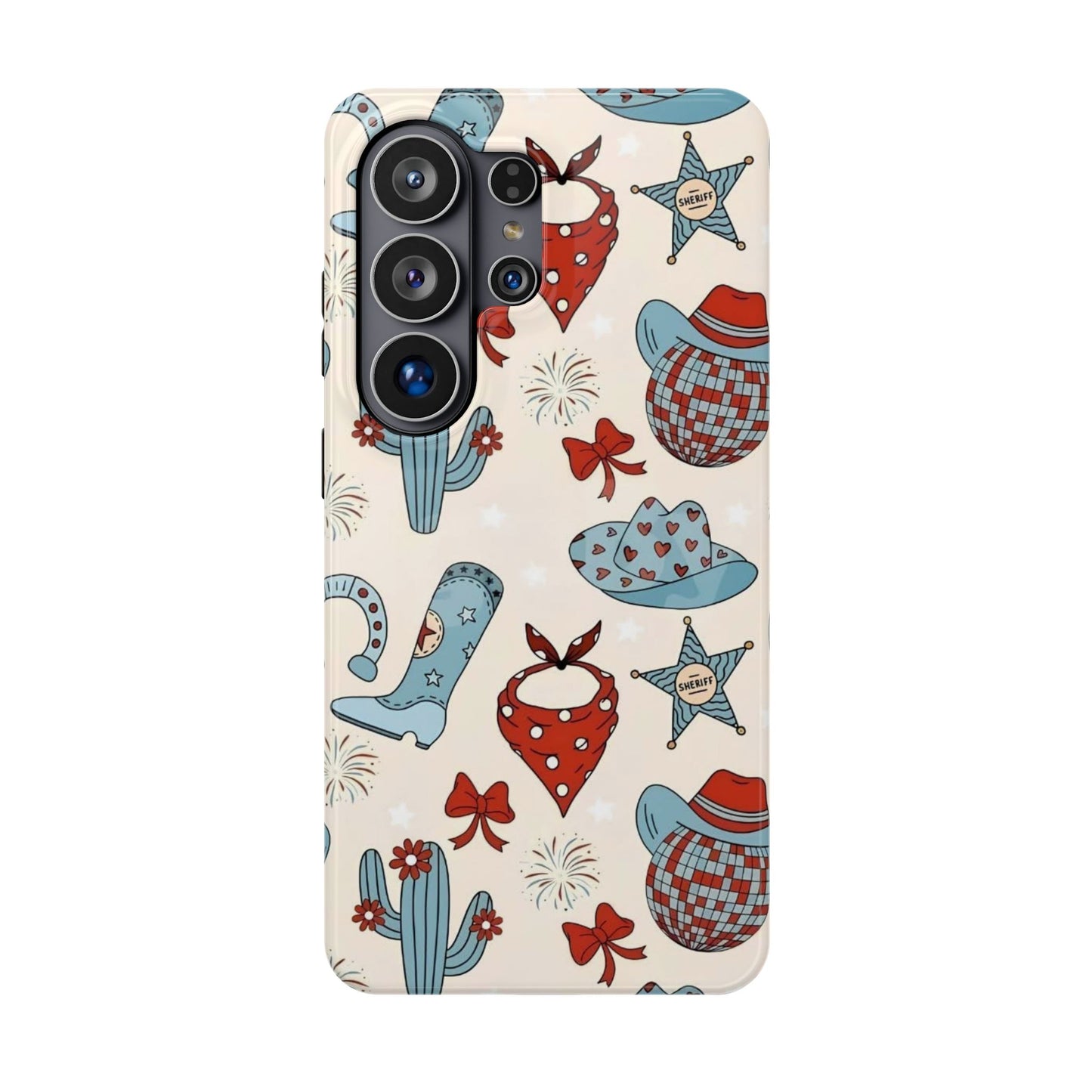 Western Country Pattern Phone Case — Cowboy Boots, Hats & Bandanas Magnetic Impact-Resistant Case