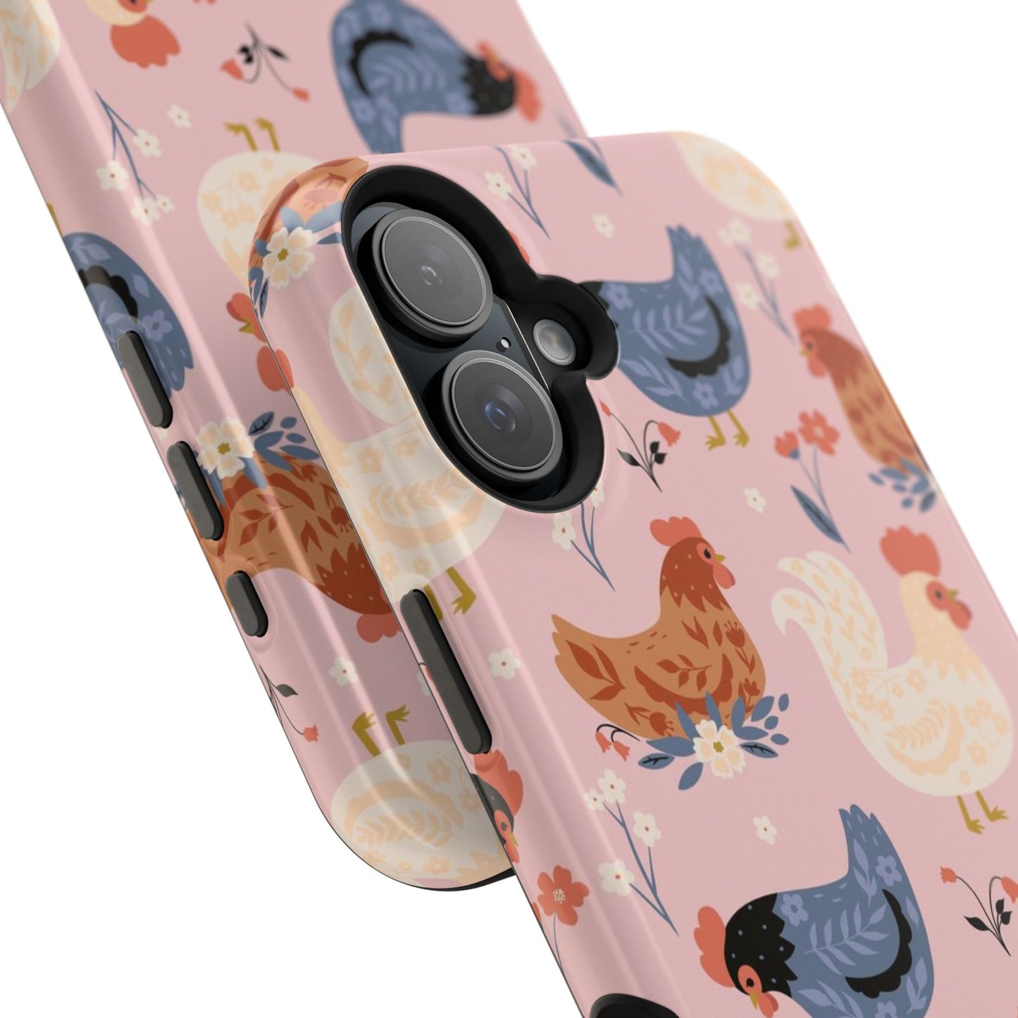 Chicken Pattern Magnetic Impact Phone Case — Cute Pastel Hen Design