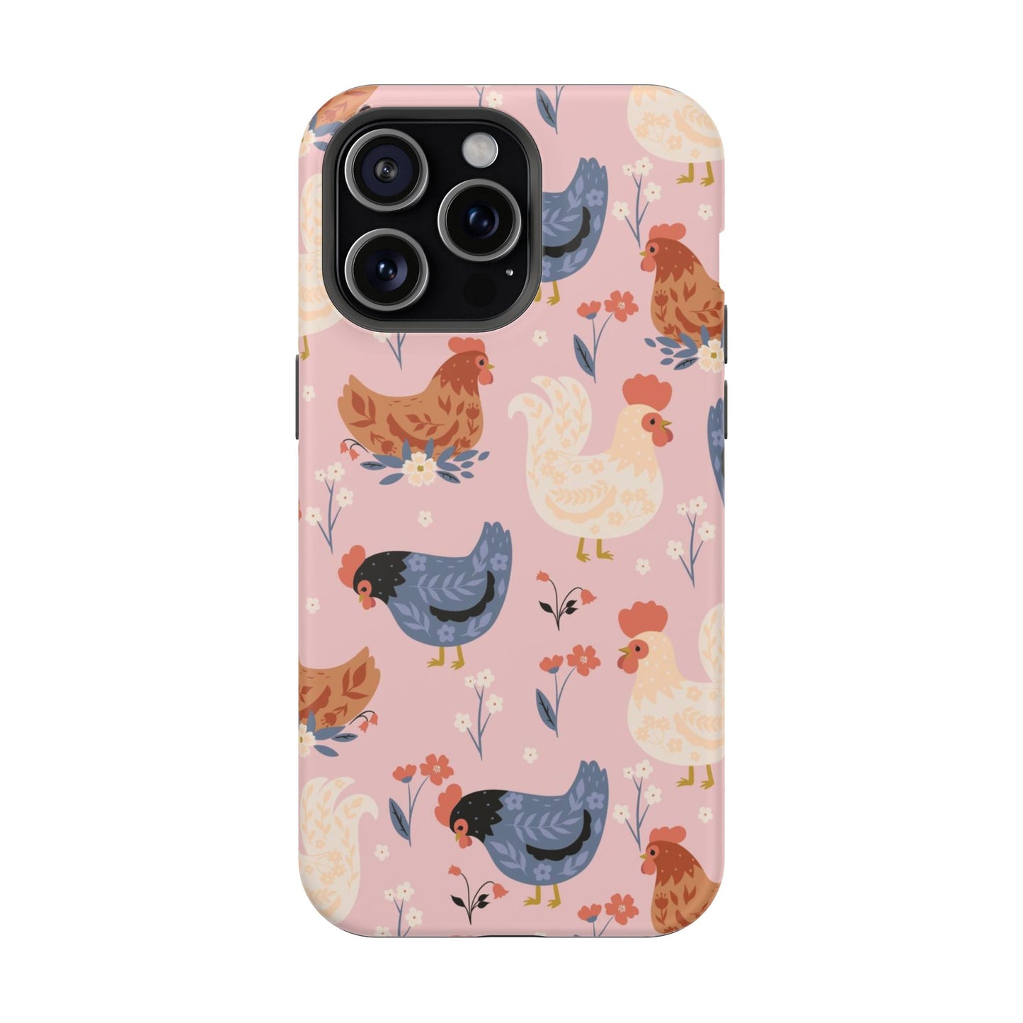 Chicken Pattern Magnetic Impact Phone Case — Cute Pastel Hen Design