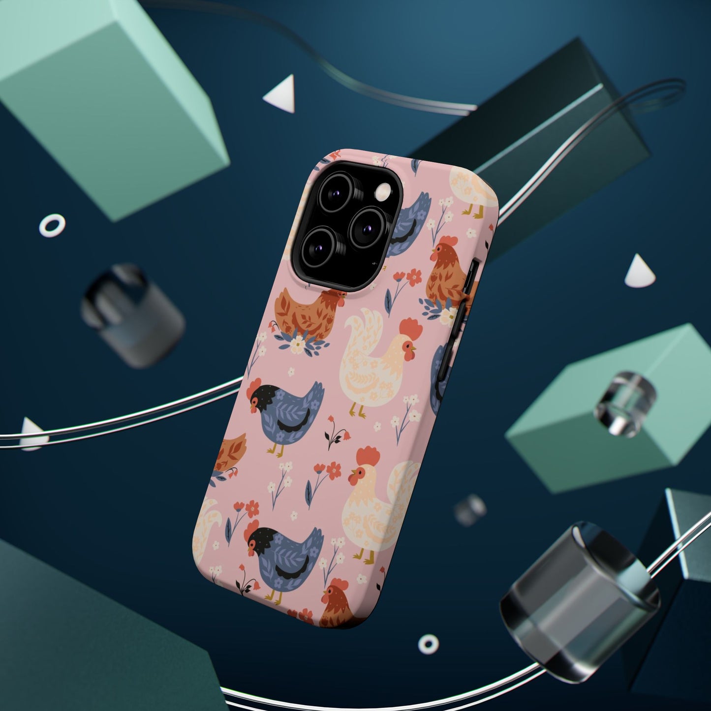 Chicken Pattern Magnetic Impact Phone Case — Cute Pastel Hen Design