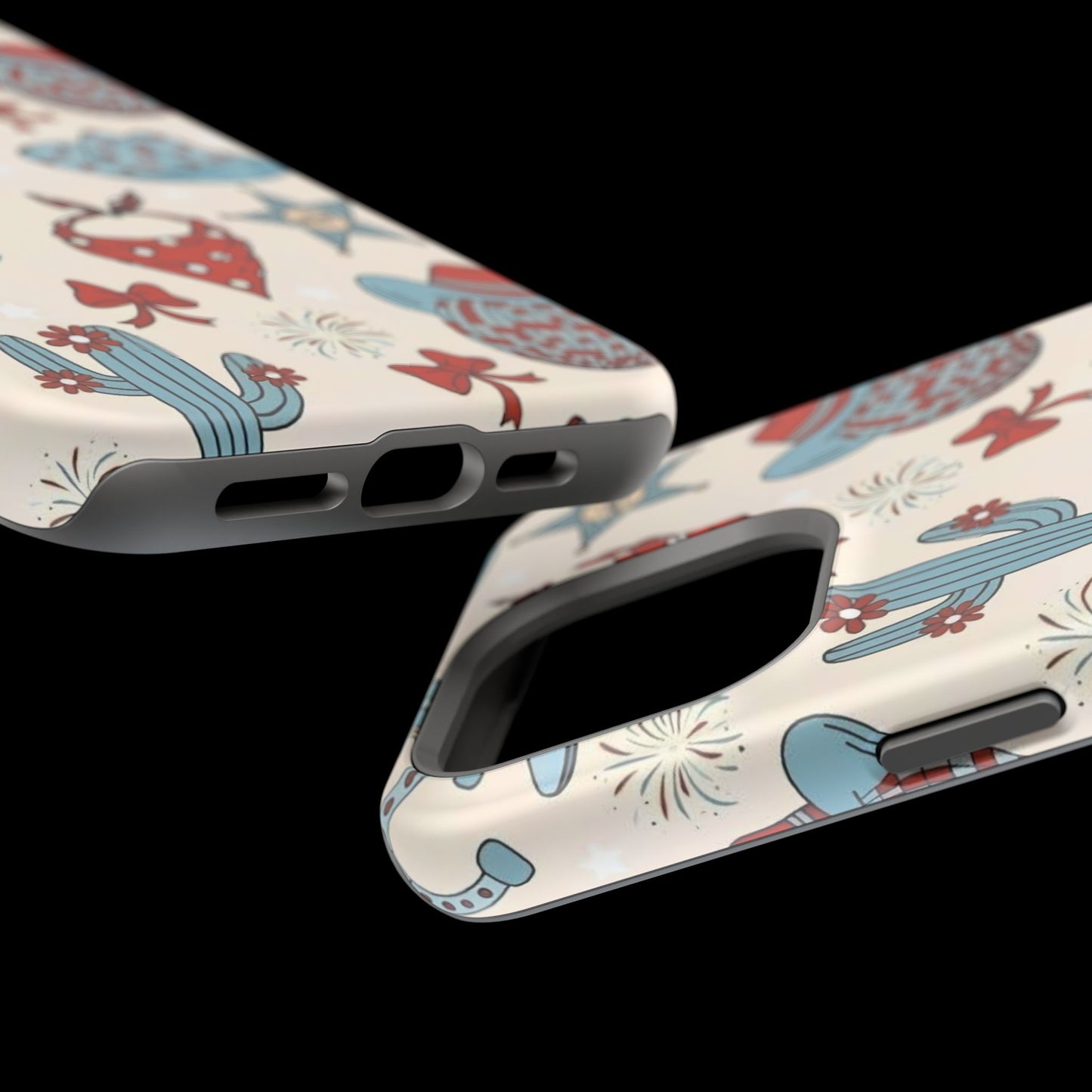 Western Country Pattern Phone Case — Cowboy Boots, Hats & Bandanas Magnetic Impact-Resistant Case