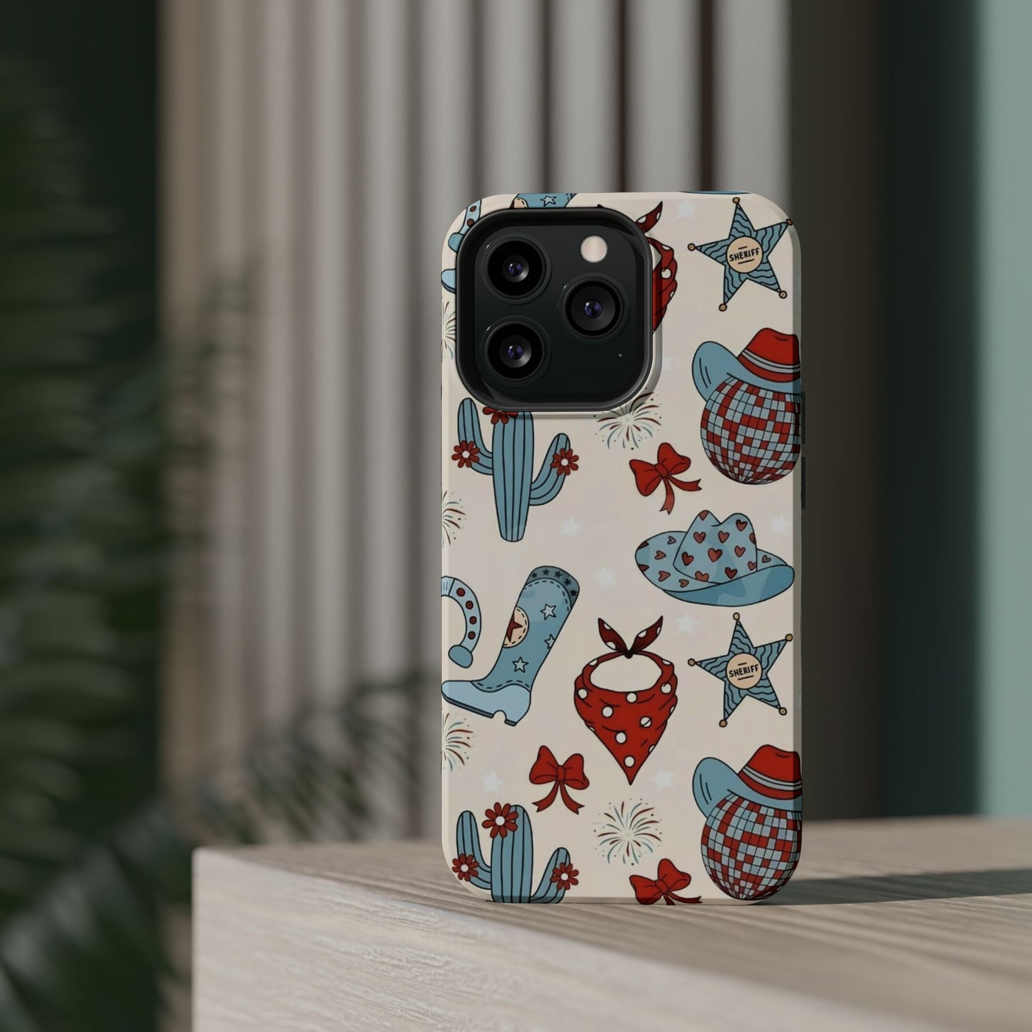 Western Country Pattern Phone Case — Cowboy Boots, Hats & Bandanas Magnetic Impact-Resistant Case