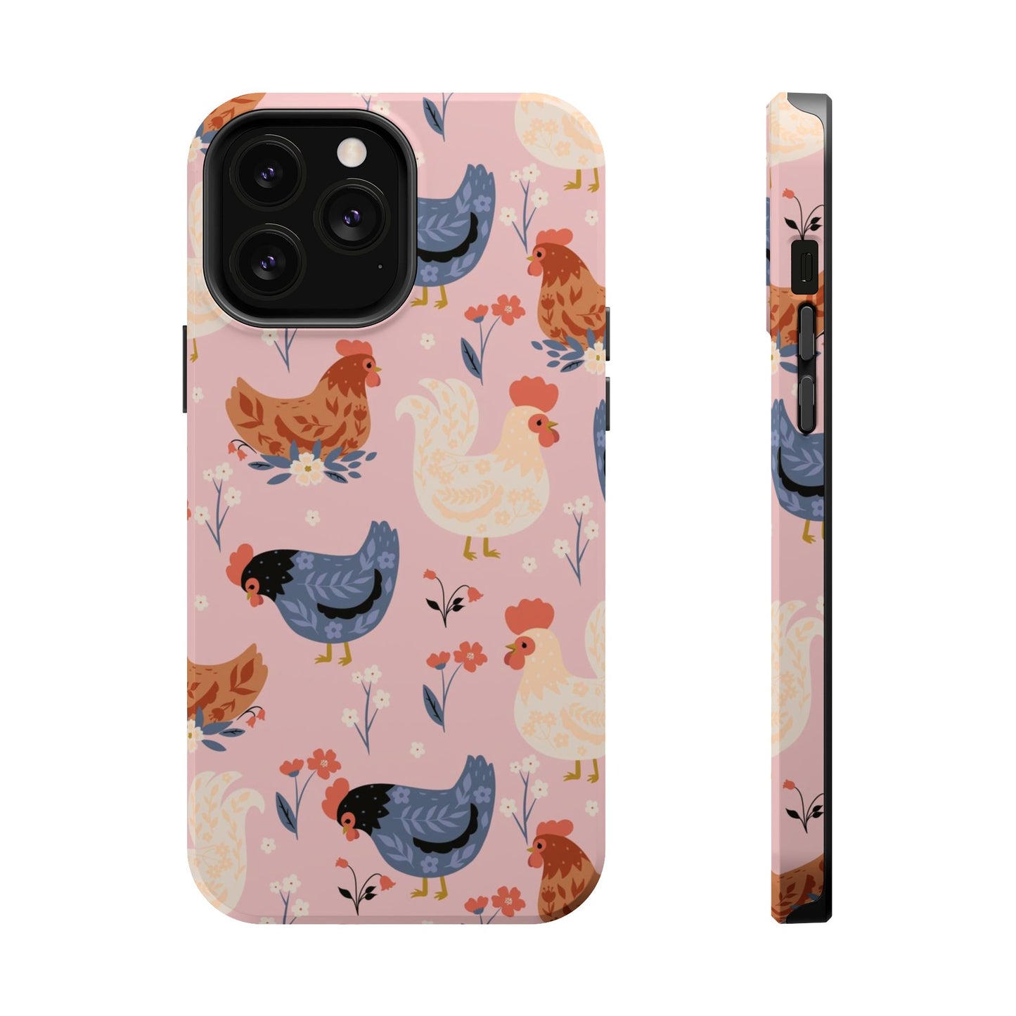 Chicken Pattern Magnetic Impact Phone Case — Cute Pastel Hen Design