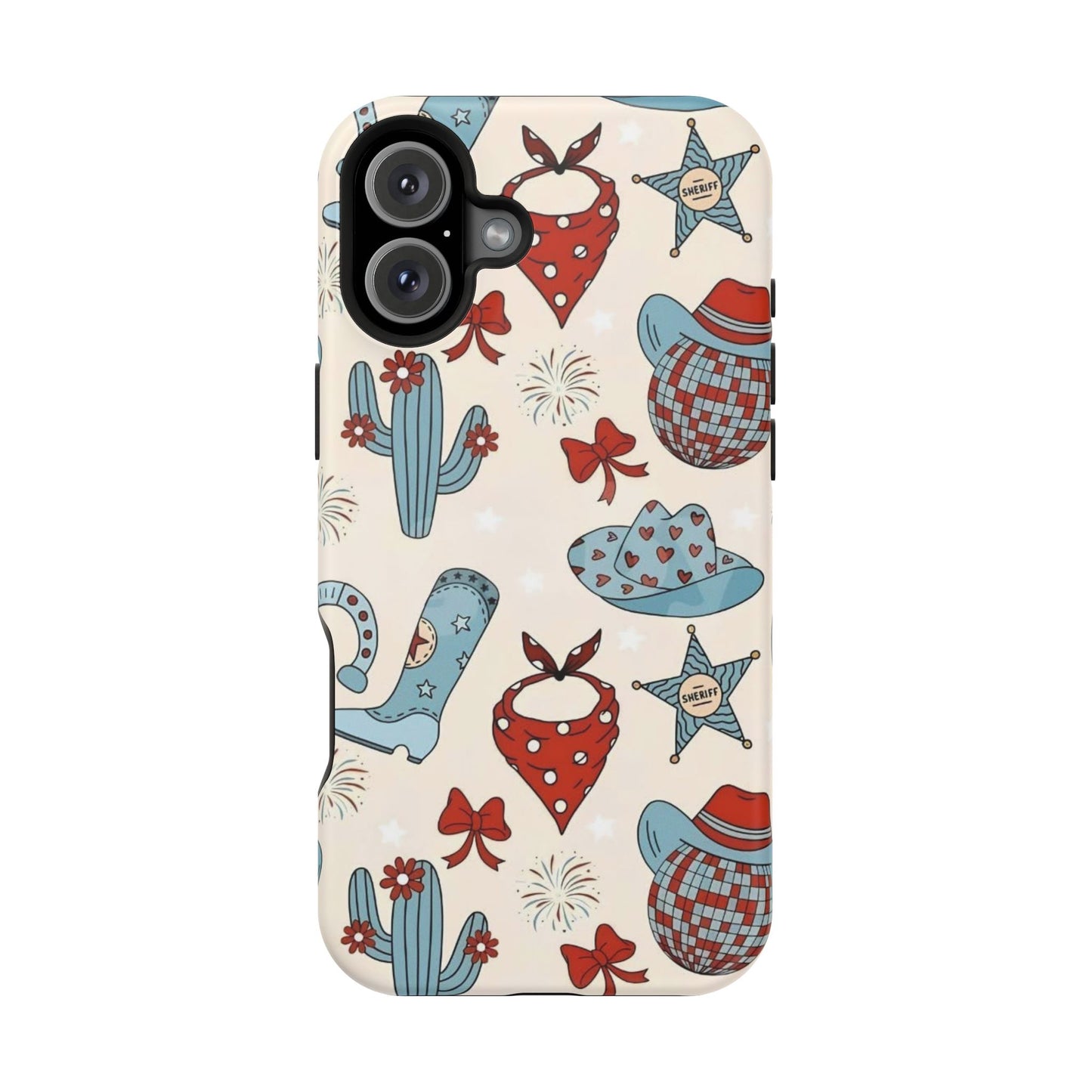 Western Country Pattern Phone Case — Cowboy Boots, Hats & Bandanas Magnetic Impact-Resistant Case