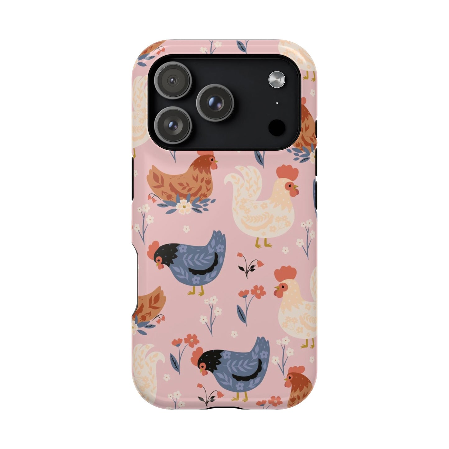 Chicken Pattern Magnetic Impact Phone Case — Cute Pastel Hen Design