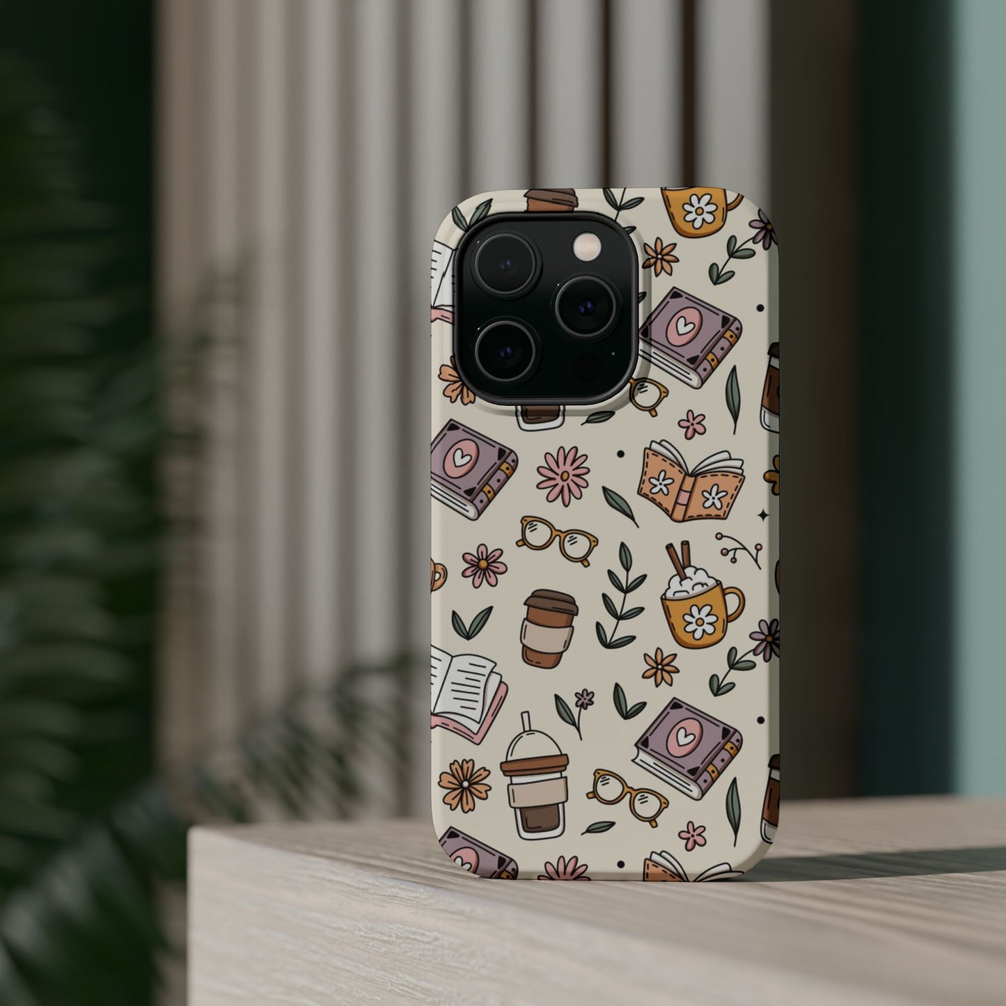 Cozy Reading Floral Phone Case — Magnetic Impact-Resistant