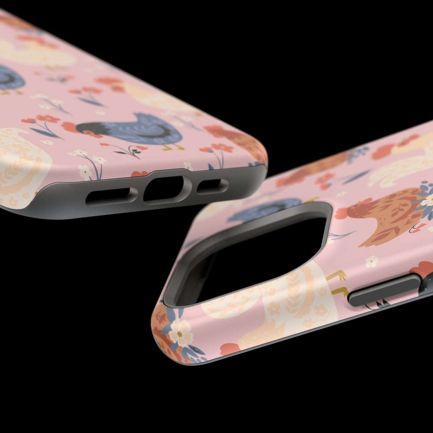 Chicken Pattern Magnetic Impact Phone Case — Cute Pastel Hen Design