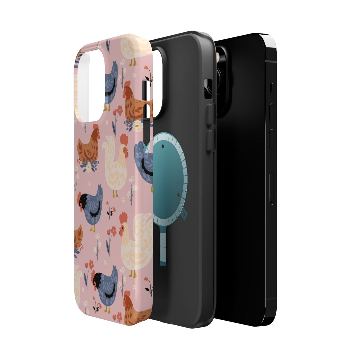 Chicken Pattern Magnetic Impact Phone Case — Cute Pastel Hen Design