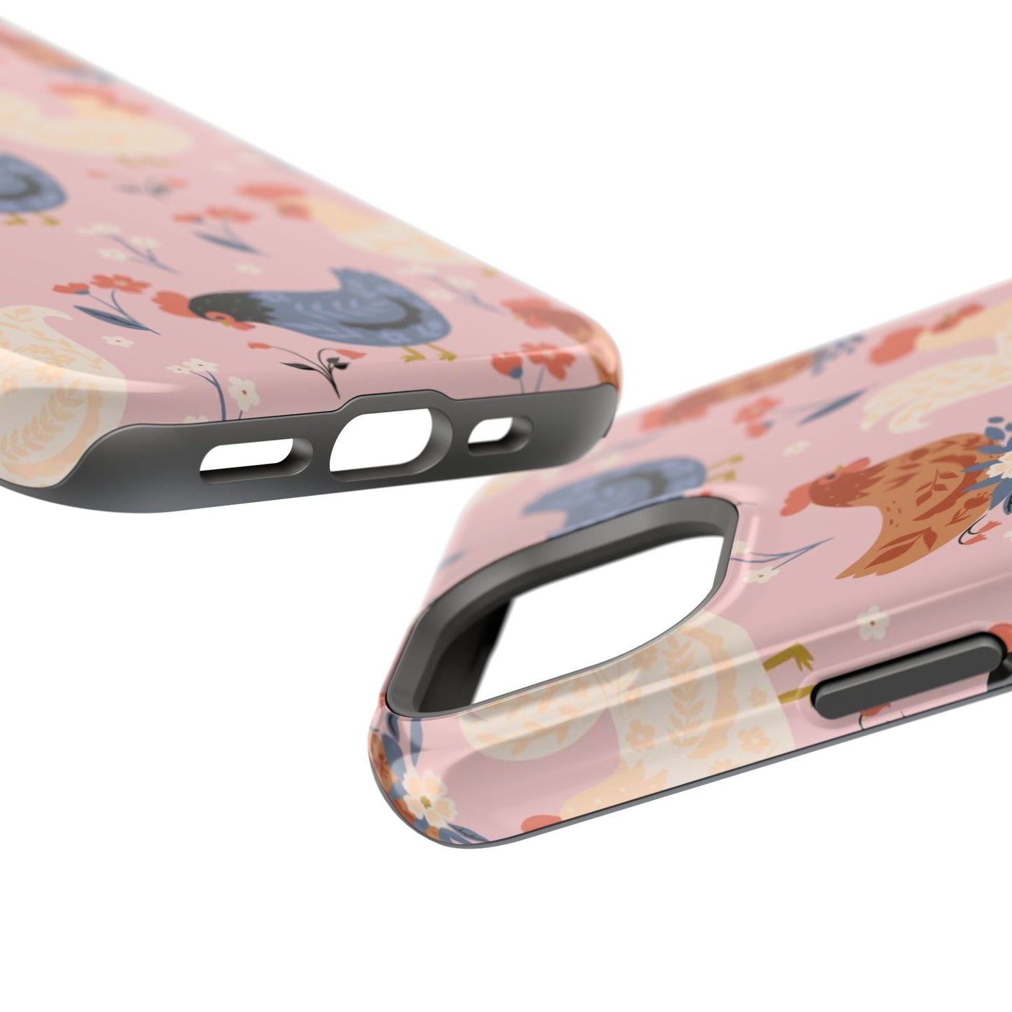 Chicken Pattern Magnetic Impact Phone Case — Cute Pastel Hen Design