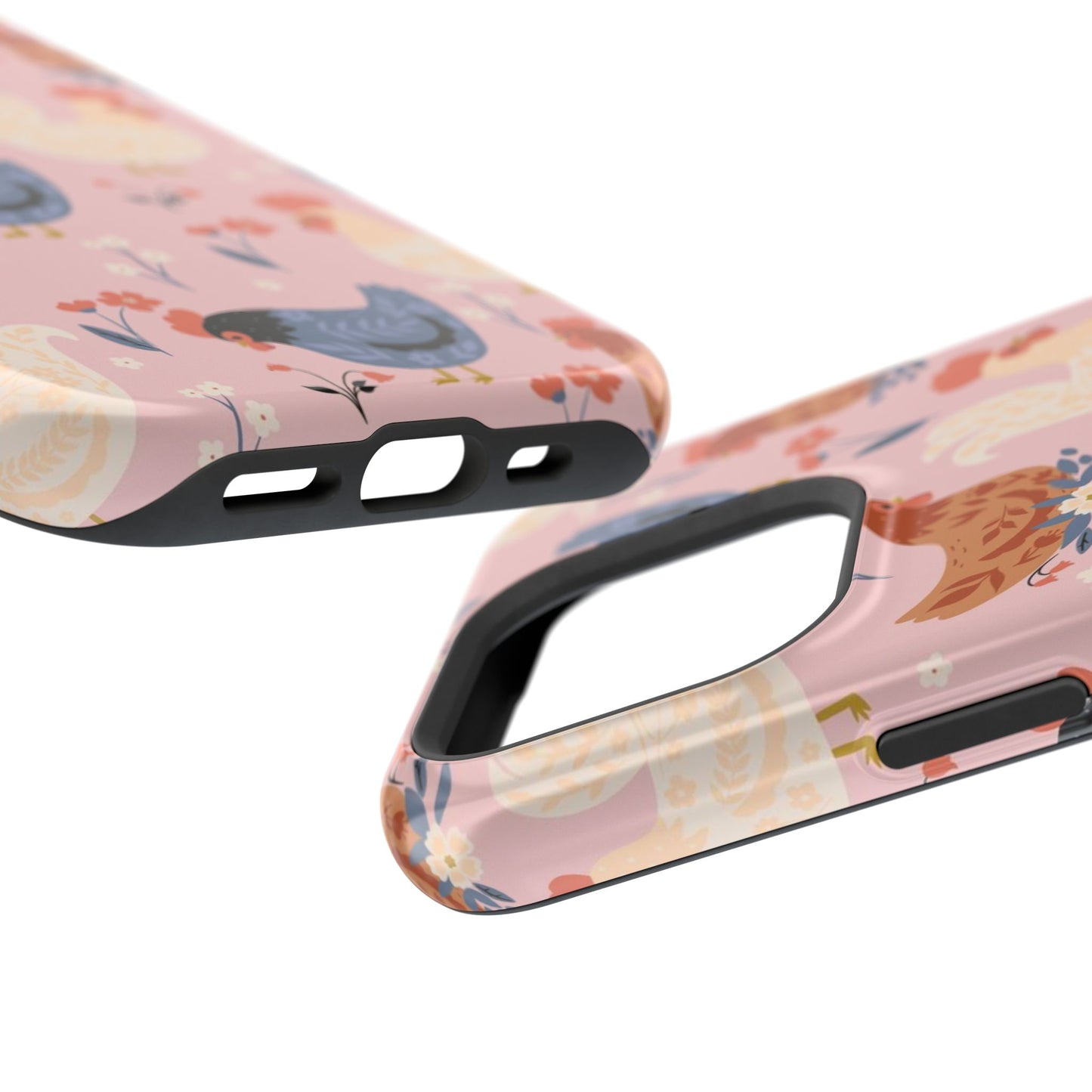 Chicken Pattern Magnetic Impact Phone Case — Cute Pastel Hen Design