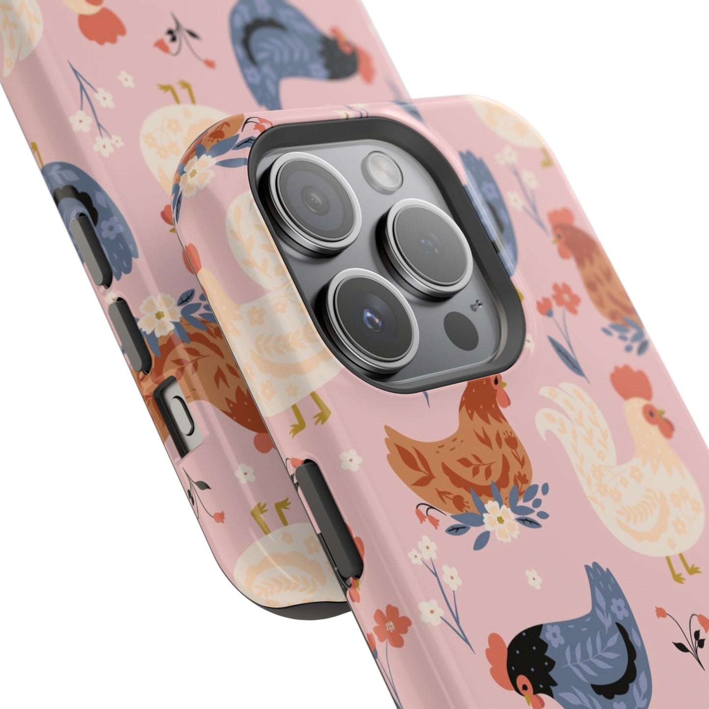 Chicken Pattern Magnetic Impact Phone Case — Cute Pastel Hen Design